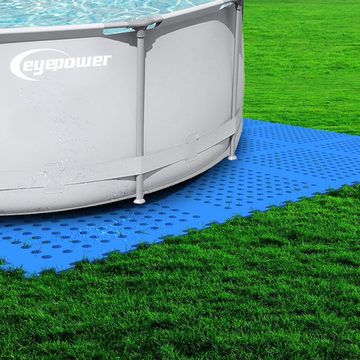eyepower Bodenmatte Poolunterlage für 366cm Pool 52 EVA Matten Outdoor, erweiterbares Stecksystem Blau