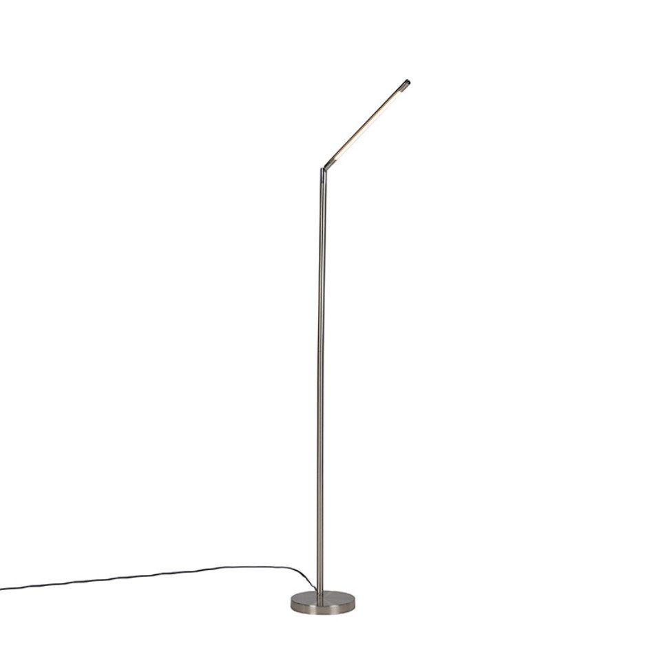 Qazqa Stehlampe Berdien fl, Dimmbar, LED fest integriert, Extra-Warmweiß, QAZQA Stehlampe, integrated, Stahl, Stahl, Modern