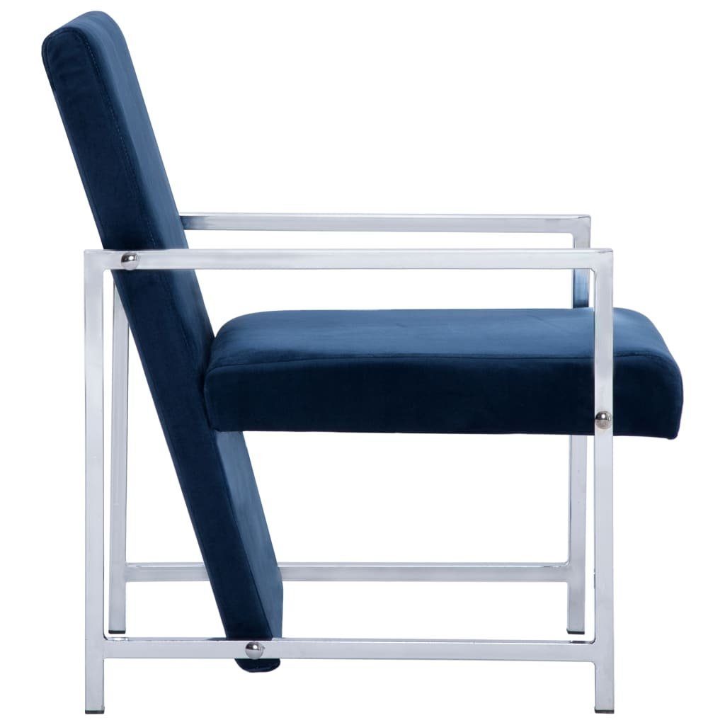 furnicato Sessel Samt mit verchromten Blau Füßen