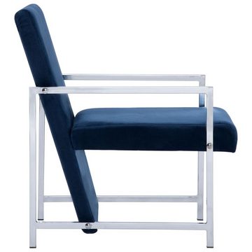furnicato Sessel mit verchromten Füßen Blau Samt