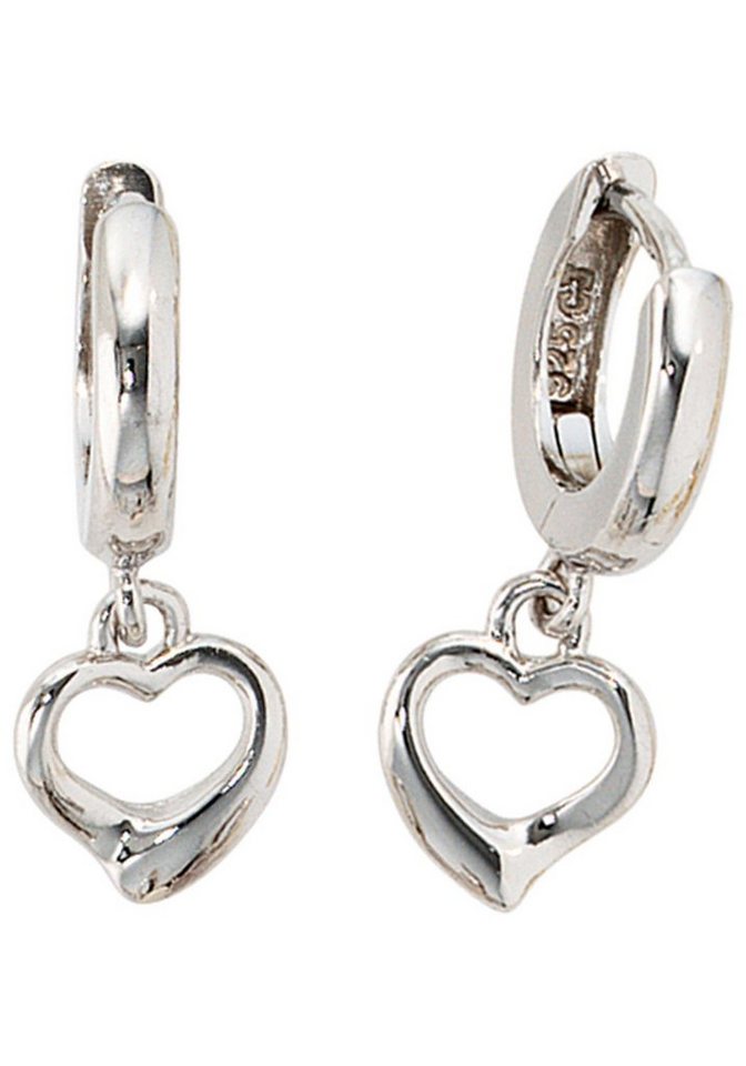 JOBO Paar Creolen, Herz 925 Silber silbe... JOBO Paar Creolen, Herz 925 Silber silbe...