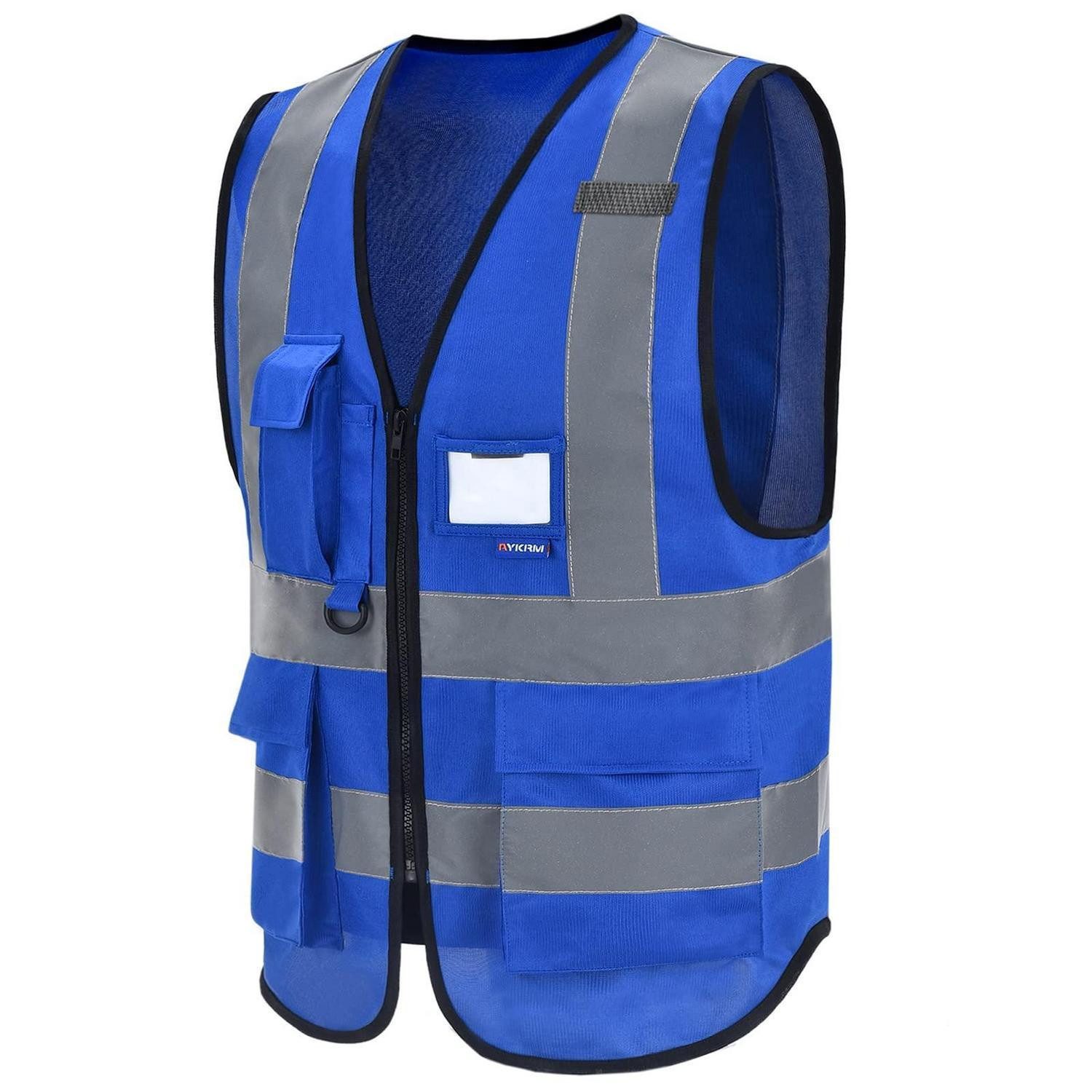 LuxusKollektion Warnweste Warnweste mit Reißverschluss, hohe Sichtbarkeit, Blau XXL