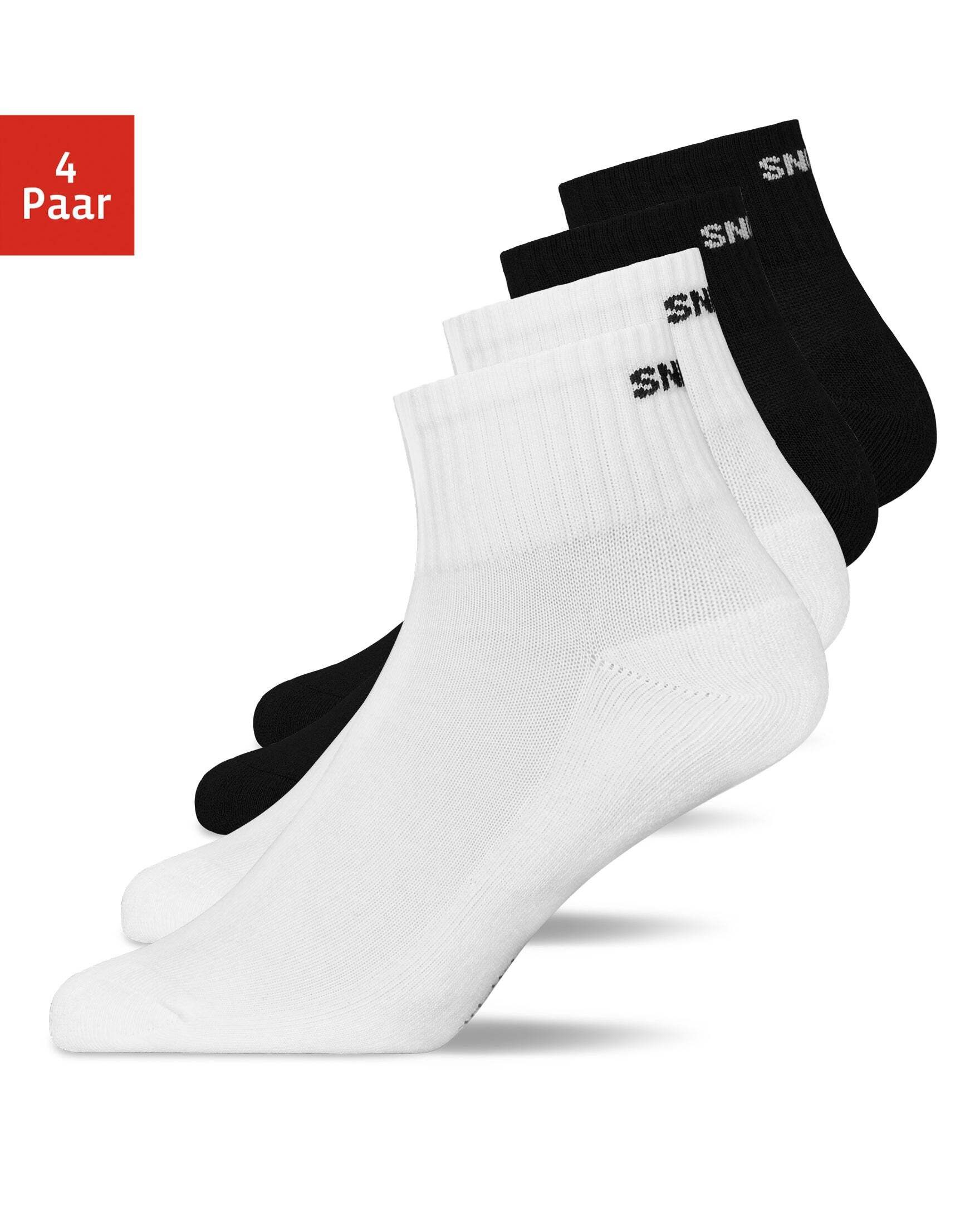 SNOCKS Sneakersocken kurze Socken für Herren & Damen (4-Paar) halbhoch und mit verstärkter Sohle, aus Bio-Baumwolle