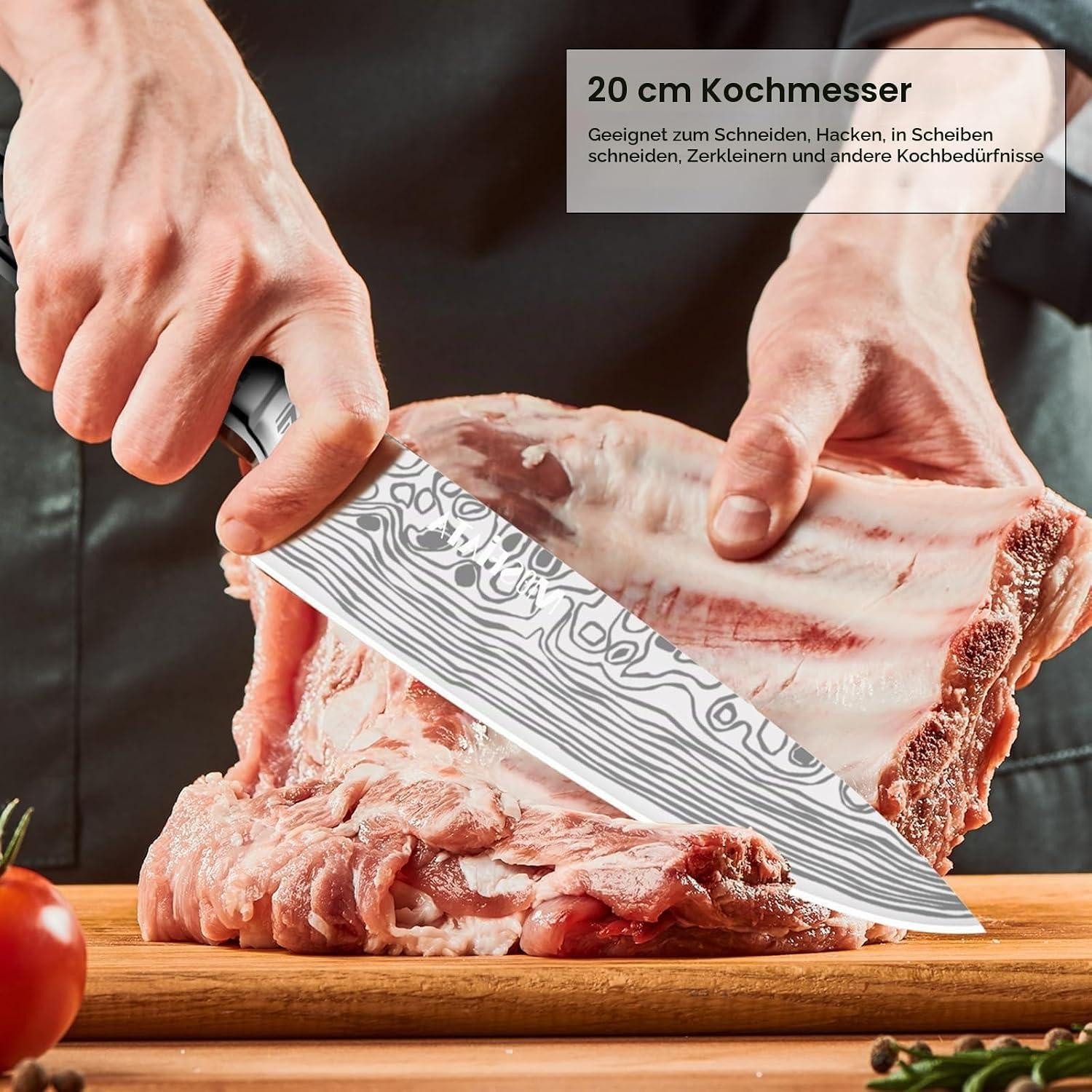 LuxusKollektion Messer-Set Küchenmesser-Set 10-teilig mit Tasche & Wetzstahl – Bild 5 von 5