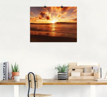 Artland Wandbild Schöner Sonnenuntergang Strand, Gewässer (1 St), als Leinwandbild, Poster, Wandaufkleber in verschied. Größen