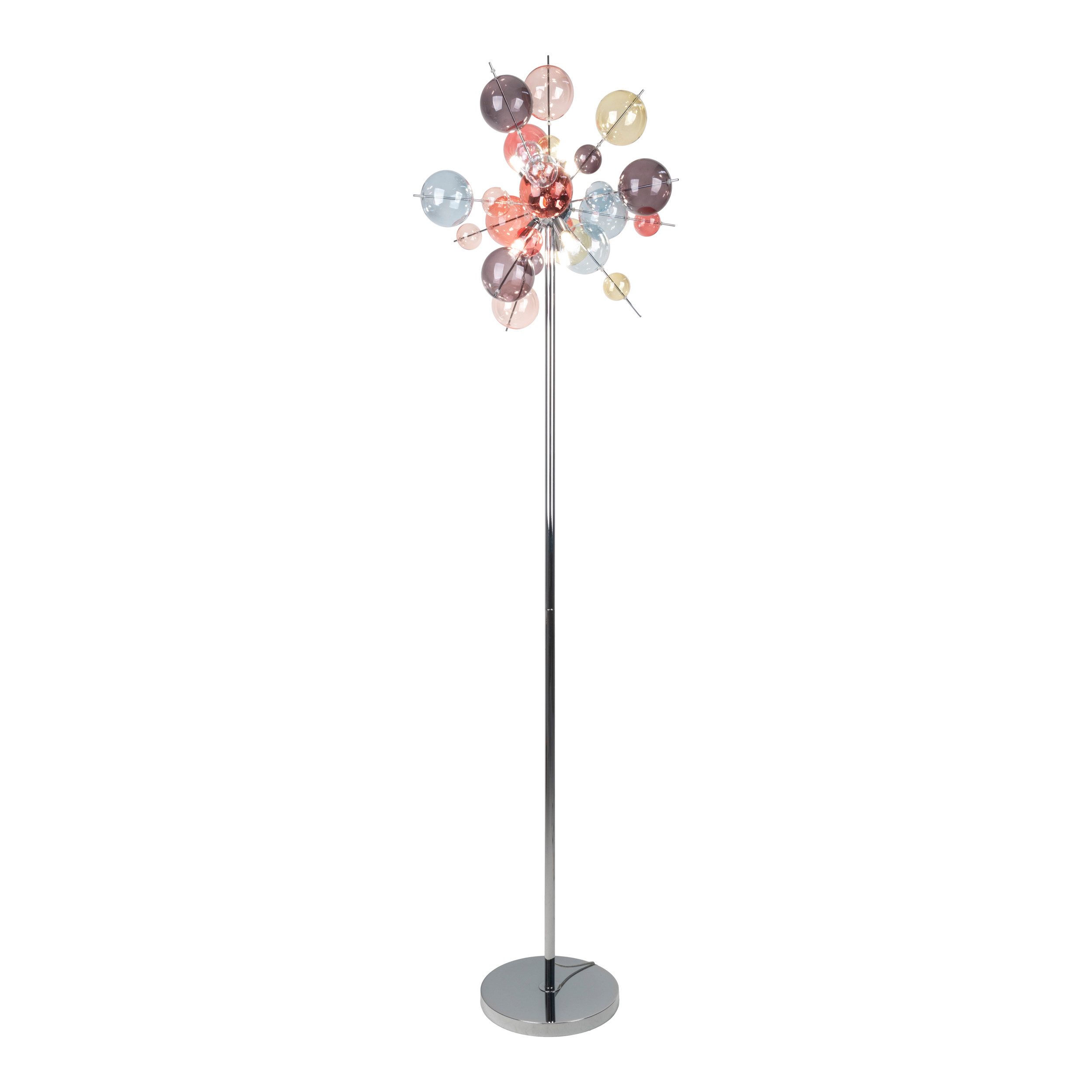 näve Stehlampe Explosion, ohne Leuchtmittel, chrom, exkl. 6x G9, pastellfarbene Gläser in 9cm und 5cm, H: 169cm