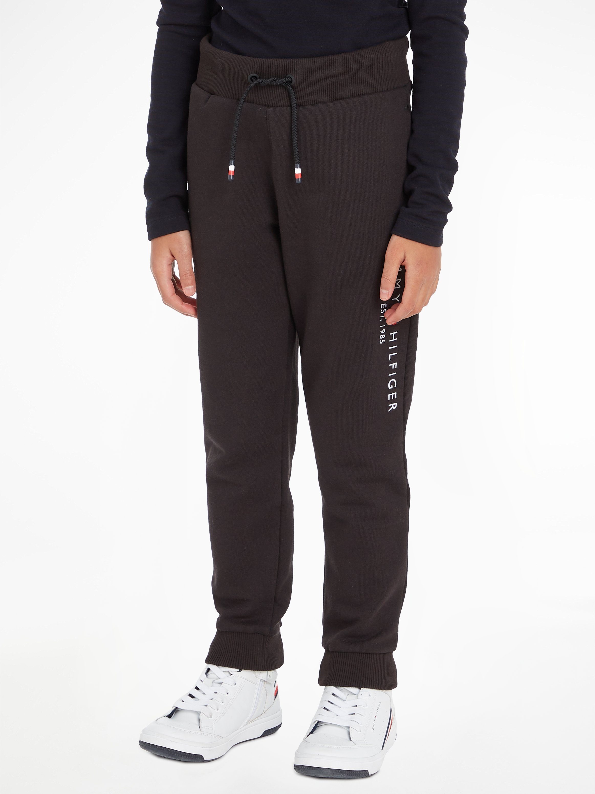 mit Logo-Schriftzug dem Hilfiger Hilfiger auf Bein Tommy Tommy Jogginghose Black