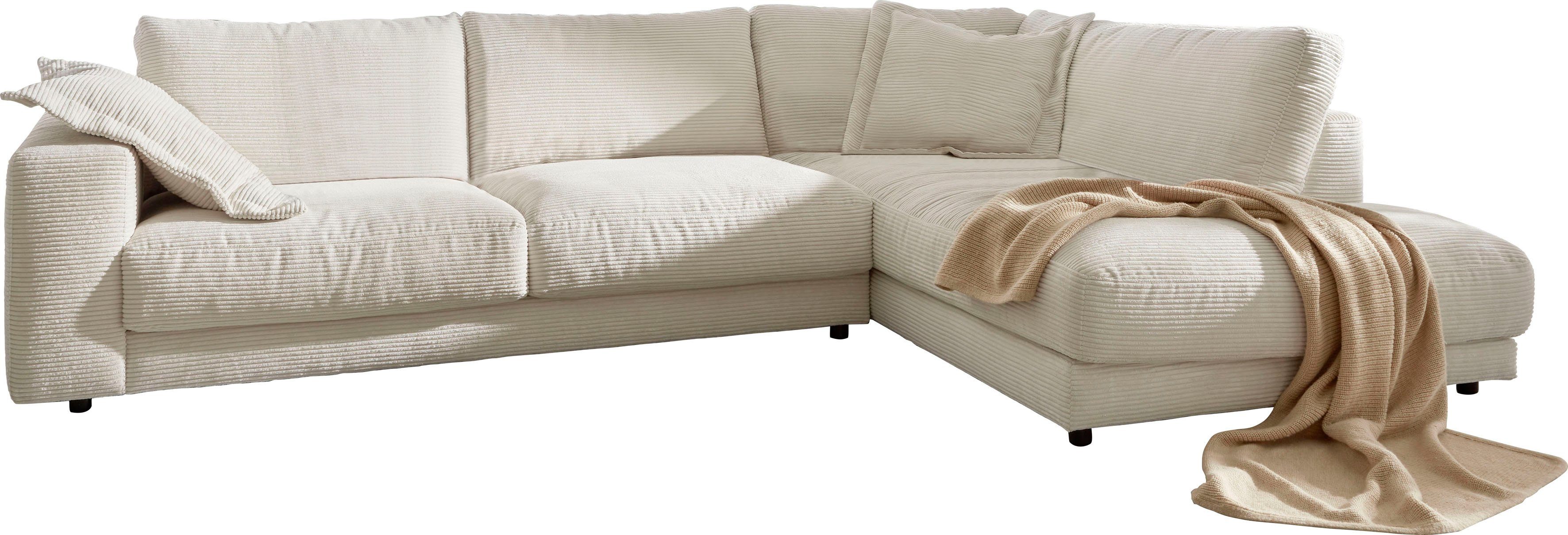Home affaire Ecksofa Enisa XXL B/T/H: 325/224/85 cm L-Form, Kuschelig, gemütlich, in 5 Farben, Bezug in Cord, mit 2 Zierkissen