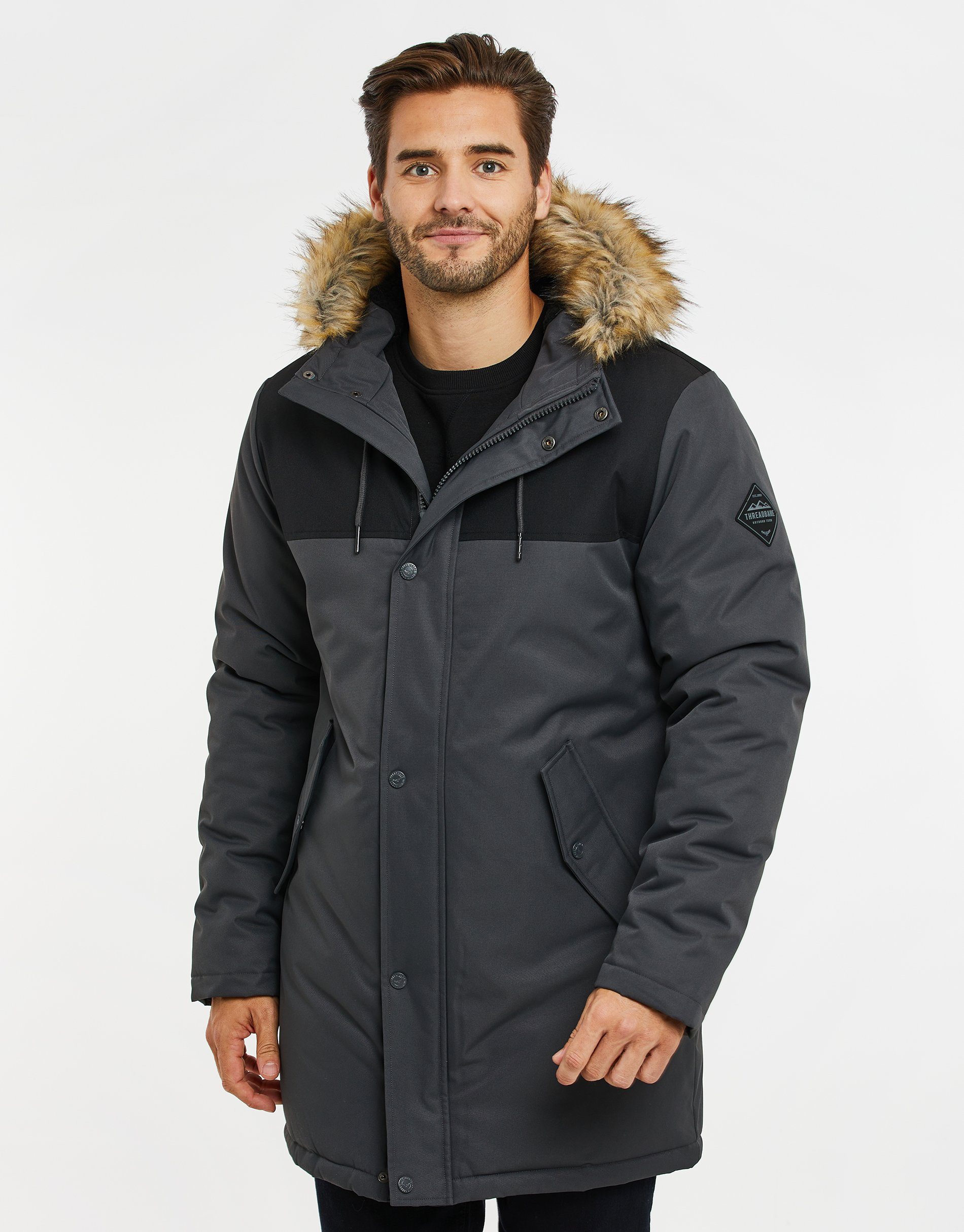 Standard (GRS) Jacket THB Wintermantel /Charcoal Global Black Recycled zertifiziert Threadbare Parkston