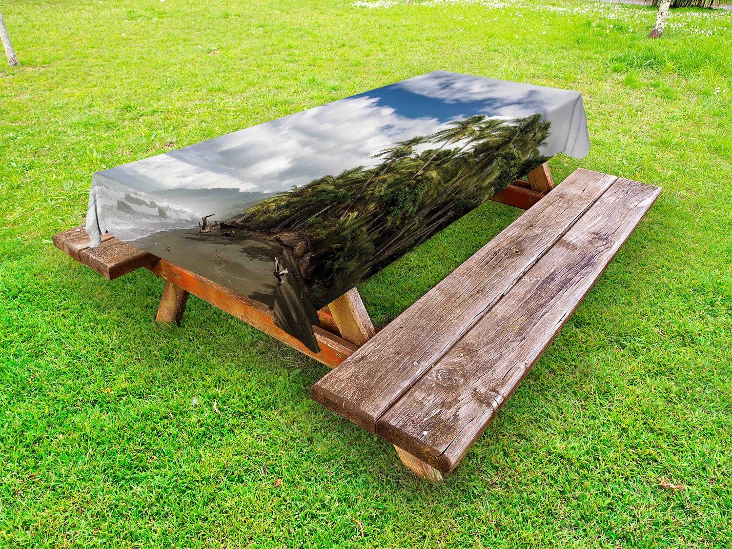 Abakuhaus Tischdecke dekorative waschbare Picknick-Tischdecke, Zentralamerika Bewölkt Klima Himmel