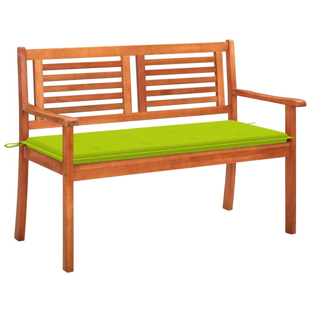 vidaXL Gartenbank 2-Sitzer-Gartenbank mit Auflage 120 cm Massivholz Eukalyptus (1-St)