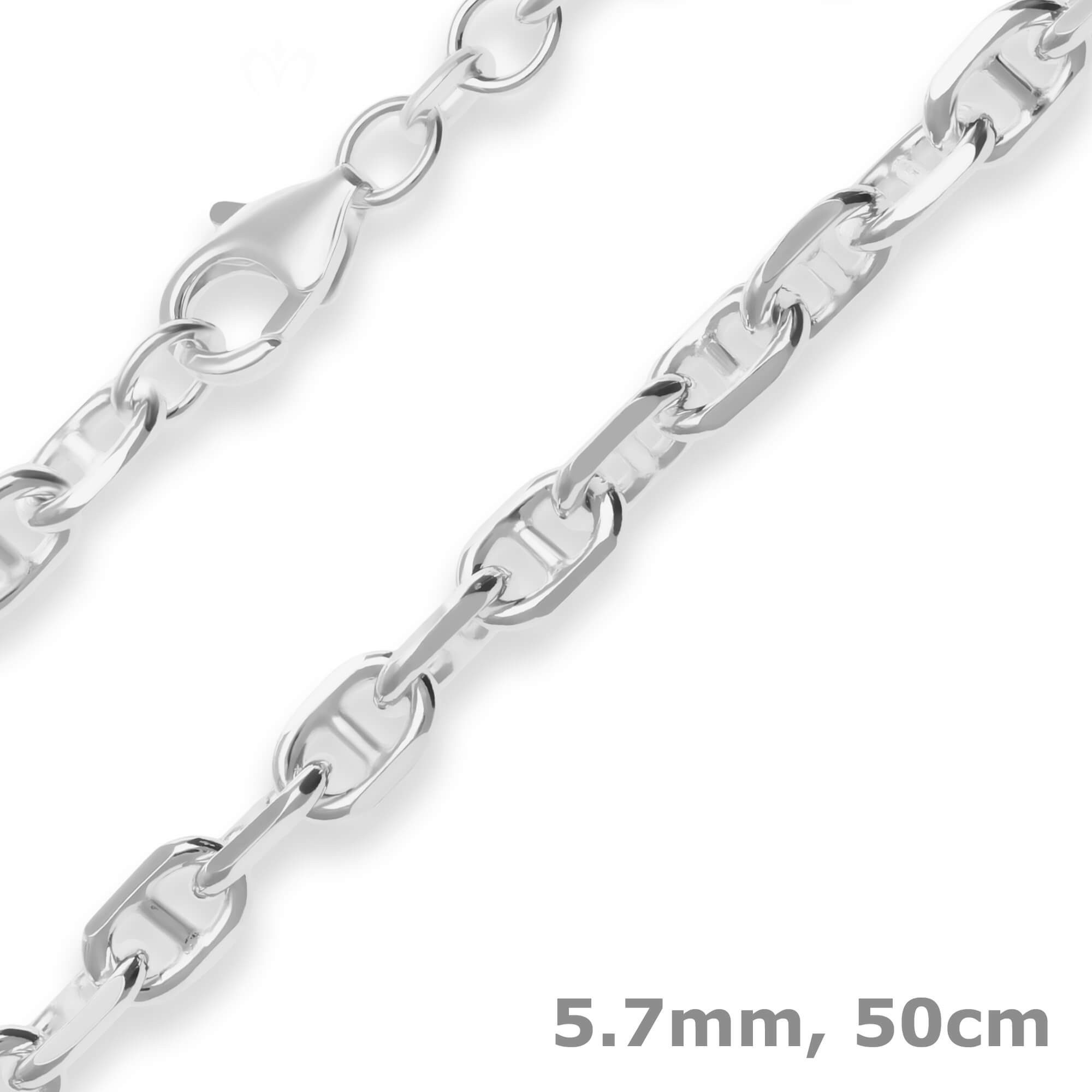 Silberkette 5,7mm Ankerkette-Steg aus 925 Silber 50cm