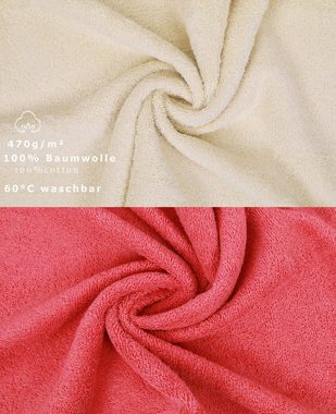 Betz Handtuch Set 12-tlg. Handtuch Set Premium Farbe Sand/Himbeere, 100% Baumwolle, (12-tlg)