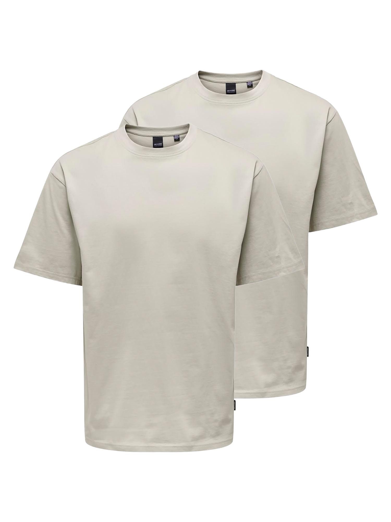 ONLY & SONS T-Shirt 2er Pack Onsfred (Spar-Set, 2-tlg) T-Shirt - Baumwolle - Atmungsaktiv - Locker geschnitten