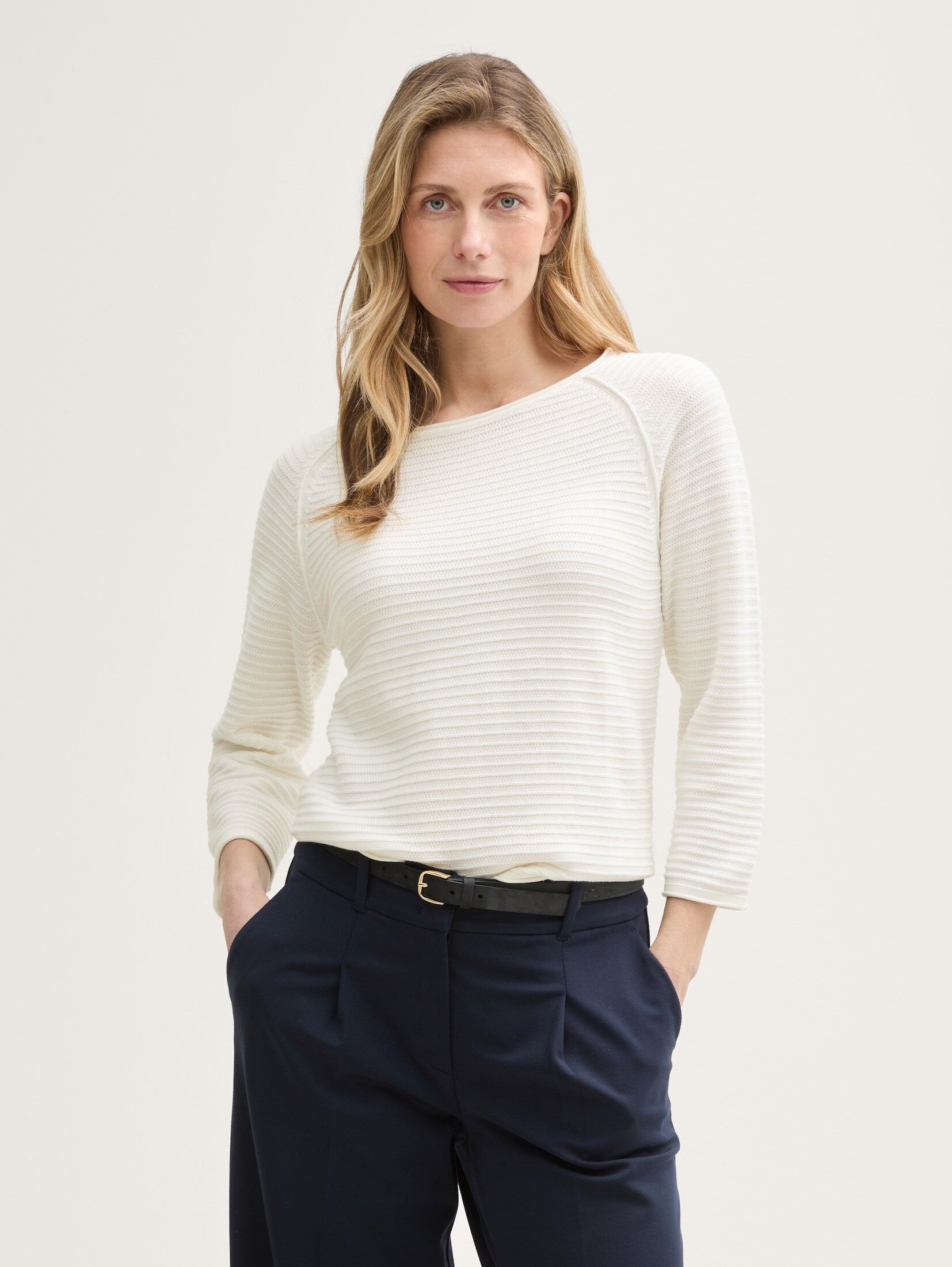 Strickpullover Strickpullover mit U-Boot-Ausschnitt
