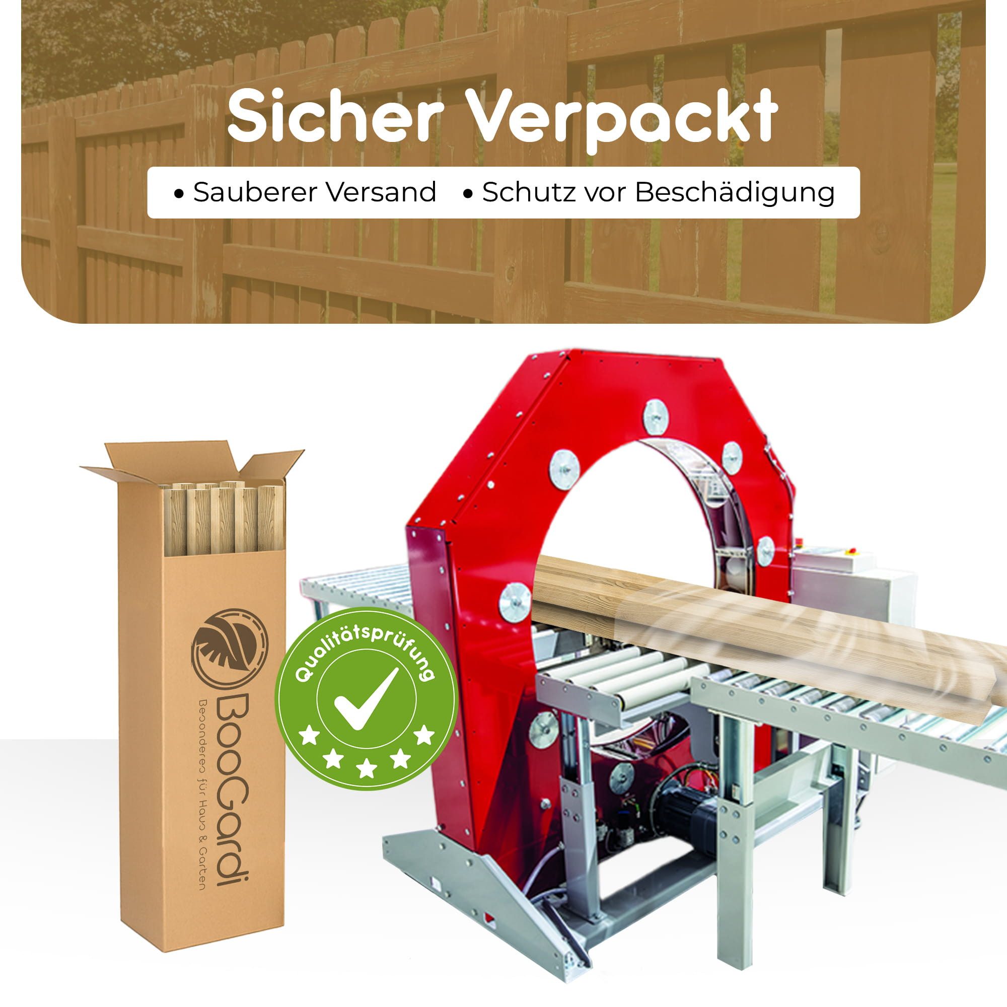 BooGardi Zaunpfosten Imprägnierte Holzpfosten · KDI Zaunpfosten in 24 Größen, (1-St., 1 Stück 9x9 x 50cm ohne Zubehör), Vierkantpfosten mit flachem Kopf · Kantholz · Holz · Pfosten · Balken