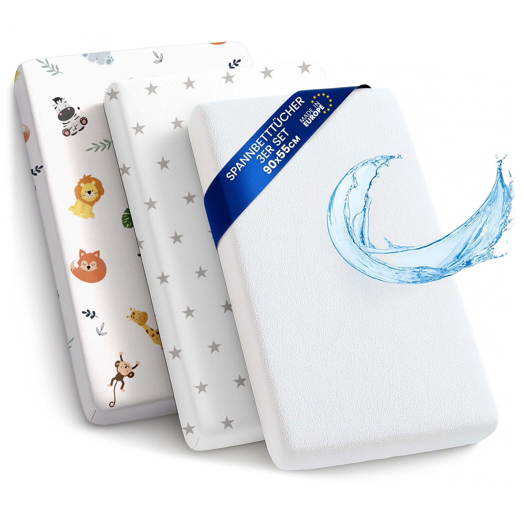 Totsy Baby Spannbettlaken Spannbettlaken Kinderwagen Stubenwagen Set - 2 x Bezug + wasserdicht