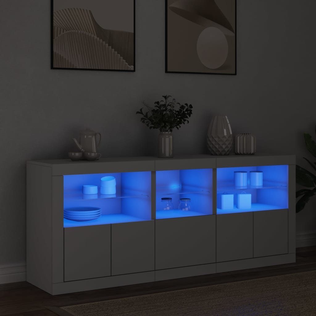 vidaXL Sideboard Sideboard mit LED-Leuchten Weiß 162x37x67 cm (1 St)