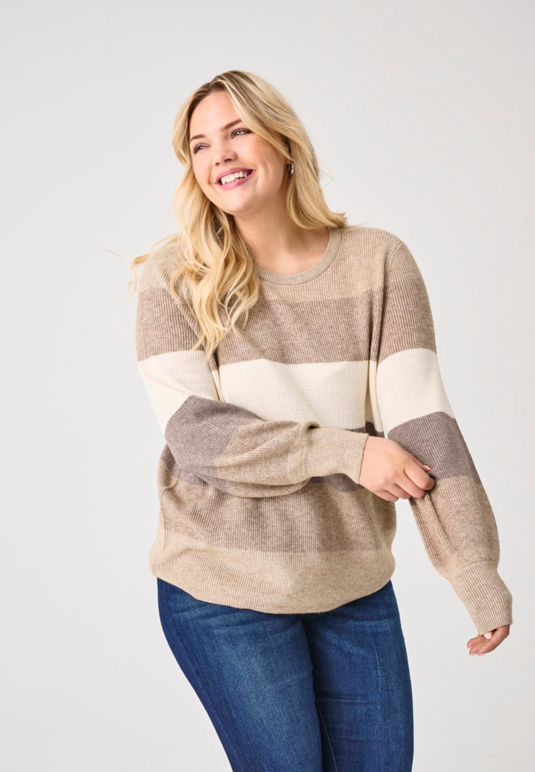 ONLY CARMAKOMA Strickpullover CARNEW DARIA L/S STRIPE PULLOVER KNT günstig online kaufen