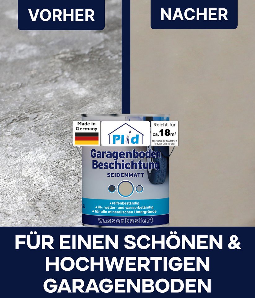 Thumbnail - plid Bodenversiegelung Garagenbodenbeschichtung Bodenbeschichtung Bodenfarbe, Öl und Dieselbeständig, hochdeckend