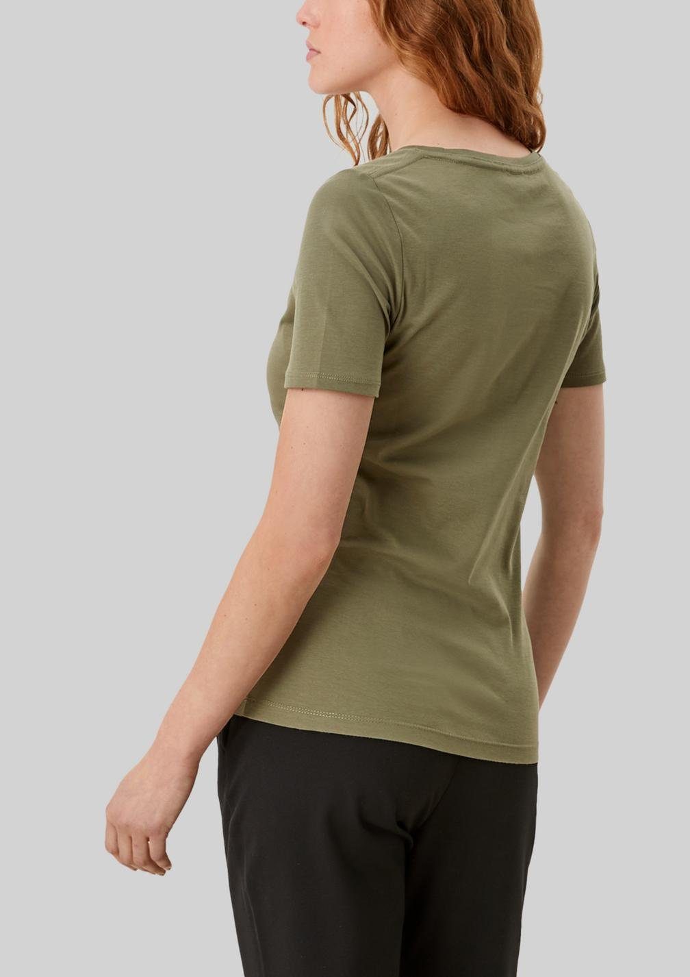 s.Oliver T-Shirt 2 Single-Jersey Khaki softer Basic Stück Fit, Qualität, aus Slim