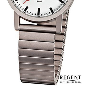 Regent Quarzuhr Regent Damen Herren-Armbanduhr silber grau, Damen, Herren Armbanduhr rund, klein (ca. 27mm), Titanarmband