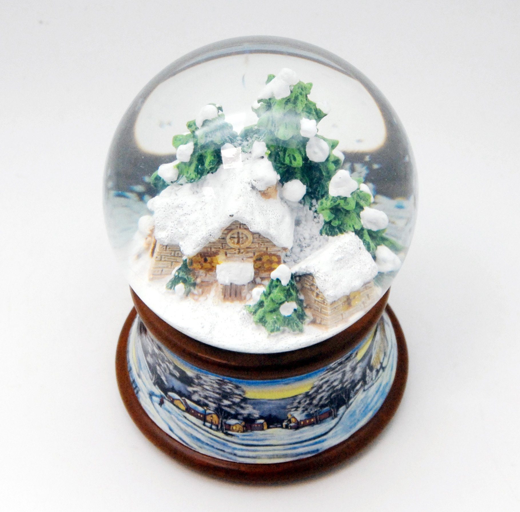Winterlandschaft Sockel 10cm Berghütte MINIUM-Collection braun Schneekugel Spieluhr