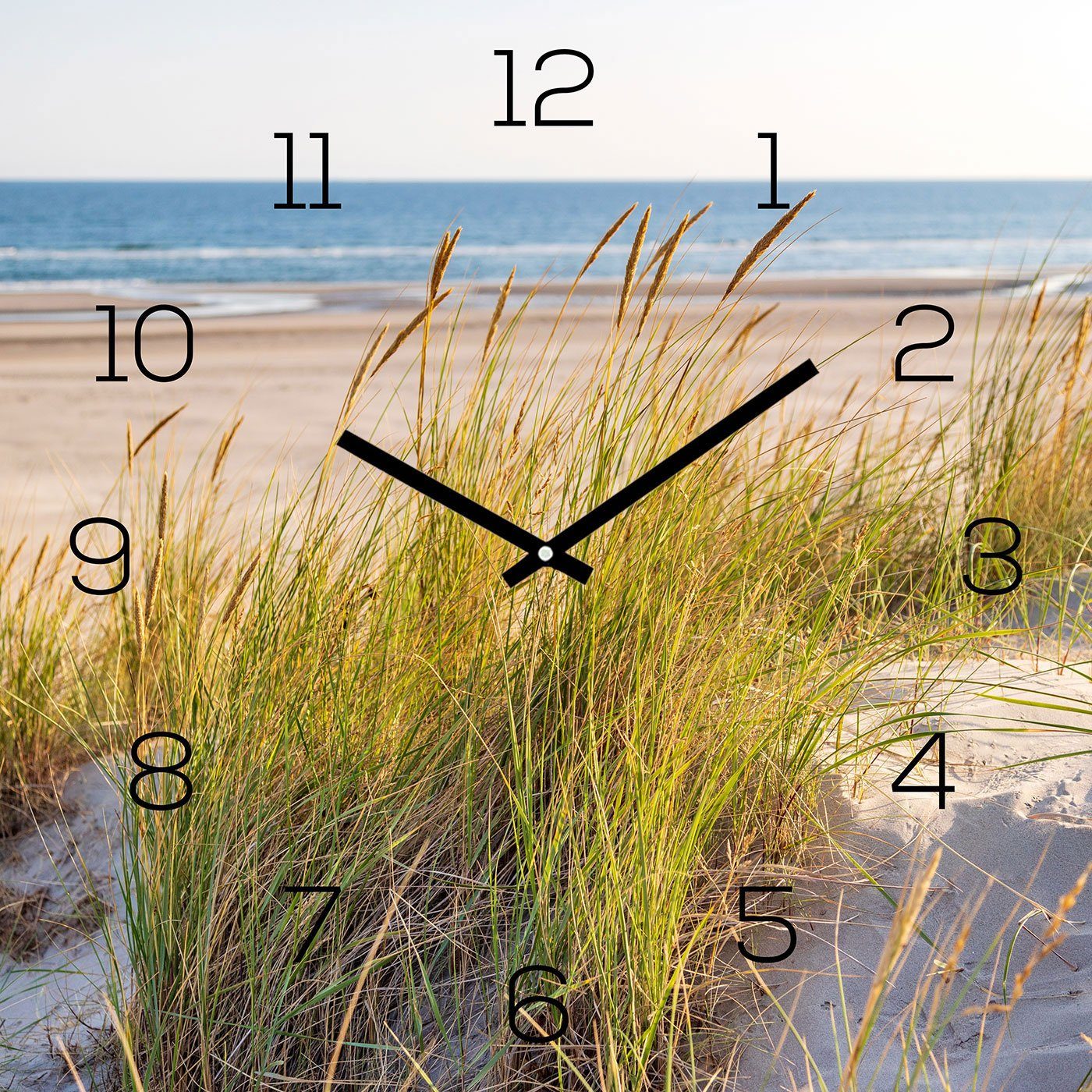 Strand Urlaub) Wanduhr Levandeo® Alubild Düne Meer (Wanduhr 30x30cm Alu-Dibond Uhr