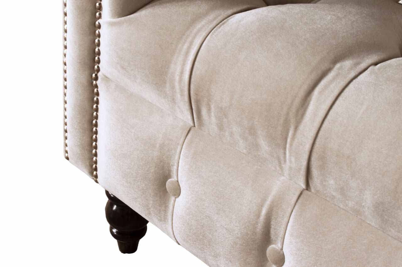 Klassisch Beige Chesterfield JVmoebel Design Chesterfield-Sessel, Wohnzimmer Textil Sessel