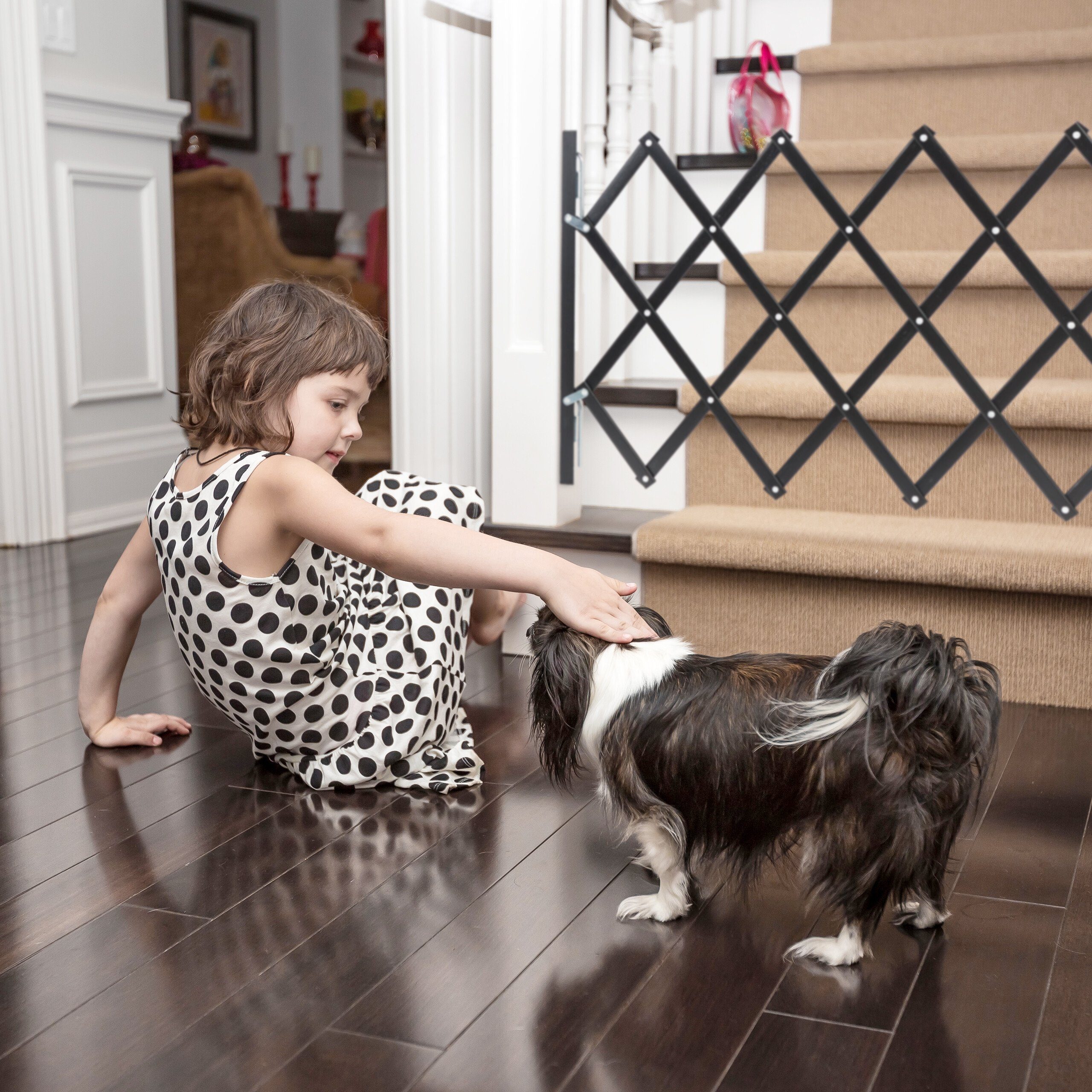 relaxdays Universalschutzgitter Ausziehbares Hundeabsperrgitter schwarz