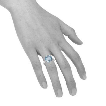 Zeeme Fingerring Silber 925 rhodiniert mit Blautopas 12mm