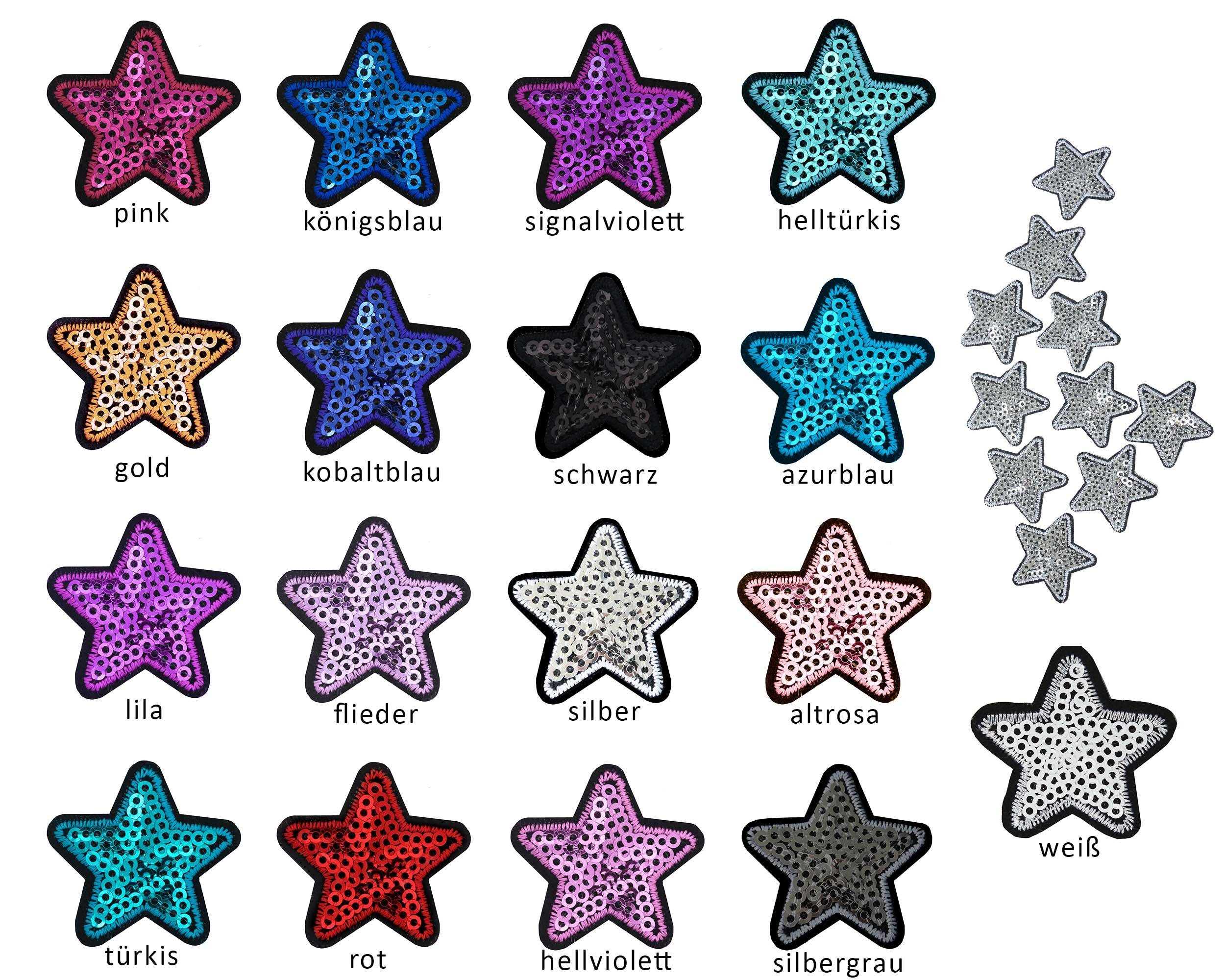 maDDma Aufnäher 10 Pailletten Aufbügler, Aufnäher Stern 35mm, Farbwahl, 100% Polyester, altrosa