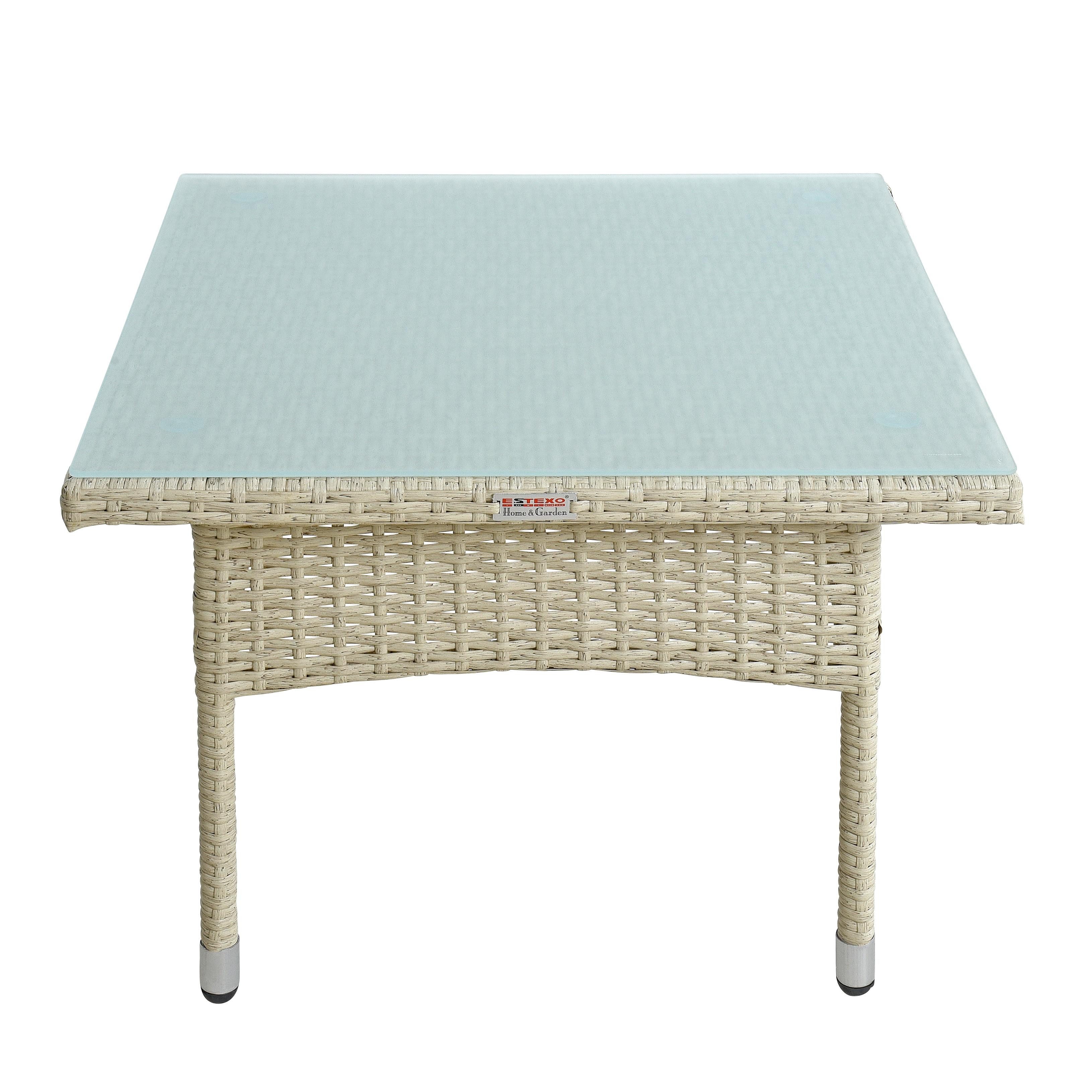 ESTEXO Gartentisch Beistelltisch Tisch Polyrattan Rattantisch Rattan Balkontisch Beige