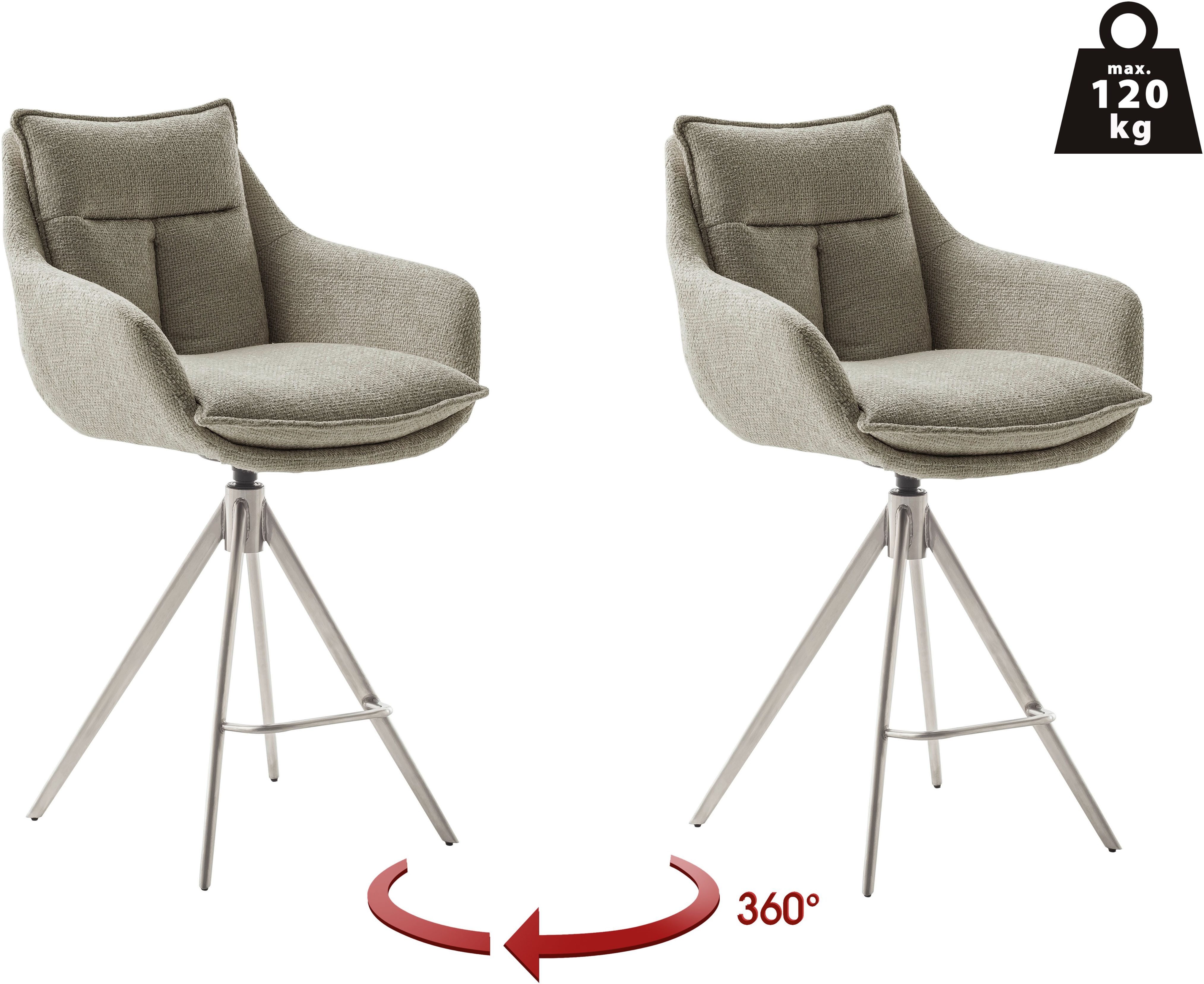MCA furniture Bistrostuhl Parker Tresenstuhl mit Armlehnen Tresenhocker (Set, 2 St), Barhocker,Barmoebel,Barstuhl,360° drehbar,mit Lehne,belastbar 120 kg