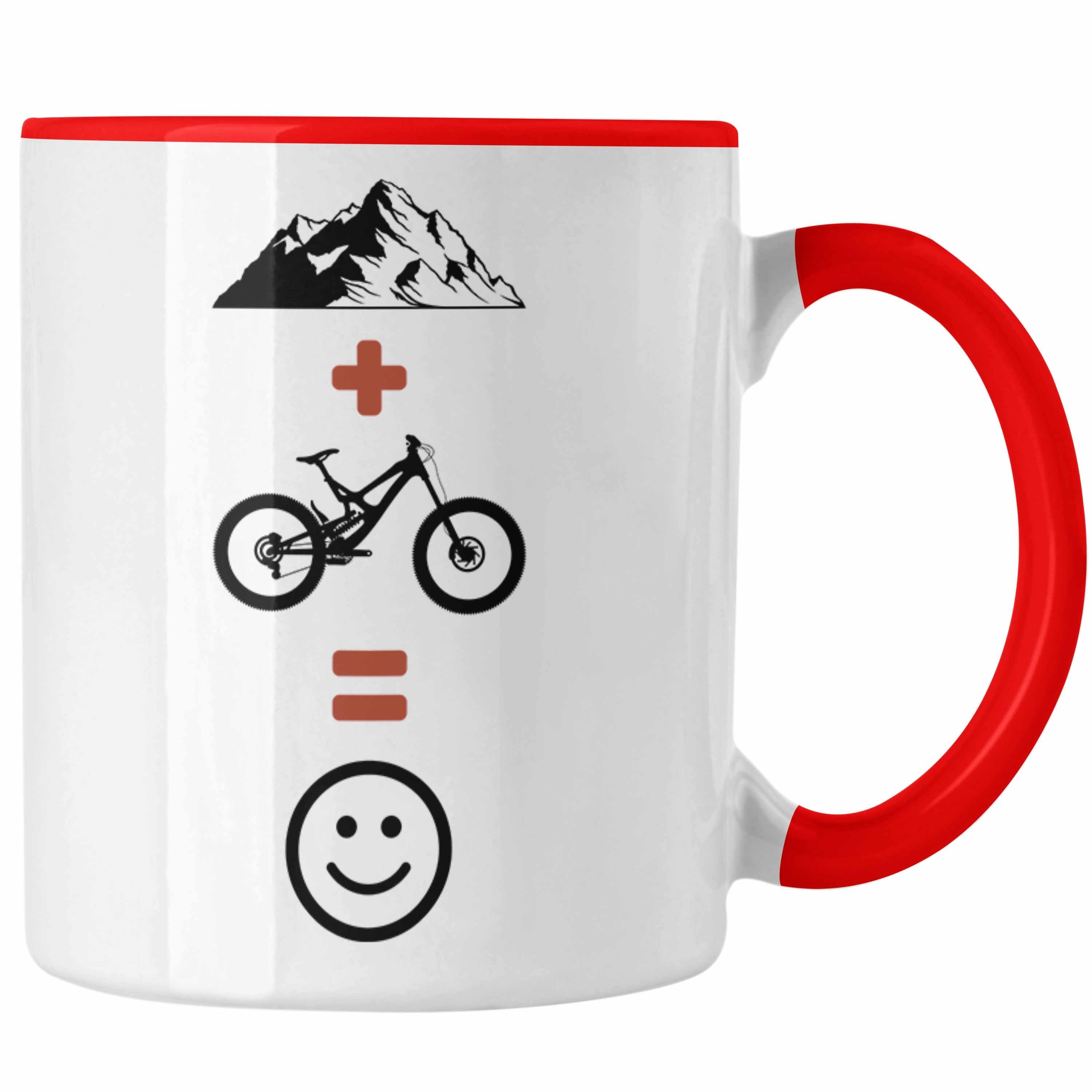 Berge Geschenk MTB Geschenkidee Tasse Fahrer Tasse Rot Downhill Mountainbike Trendation