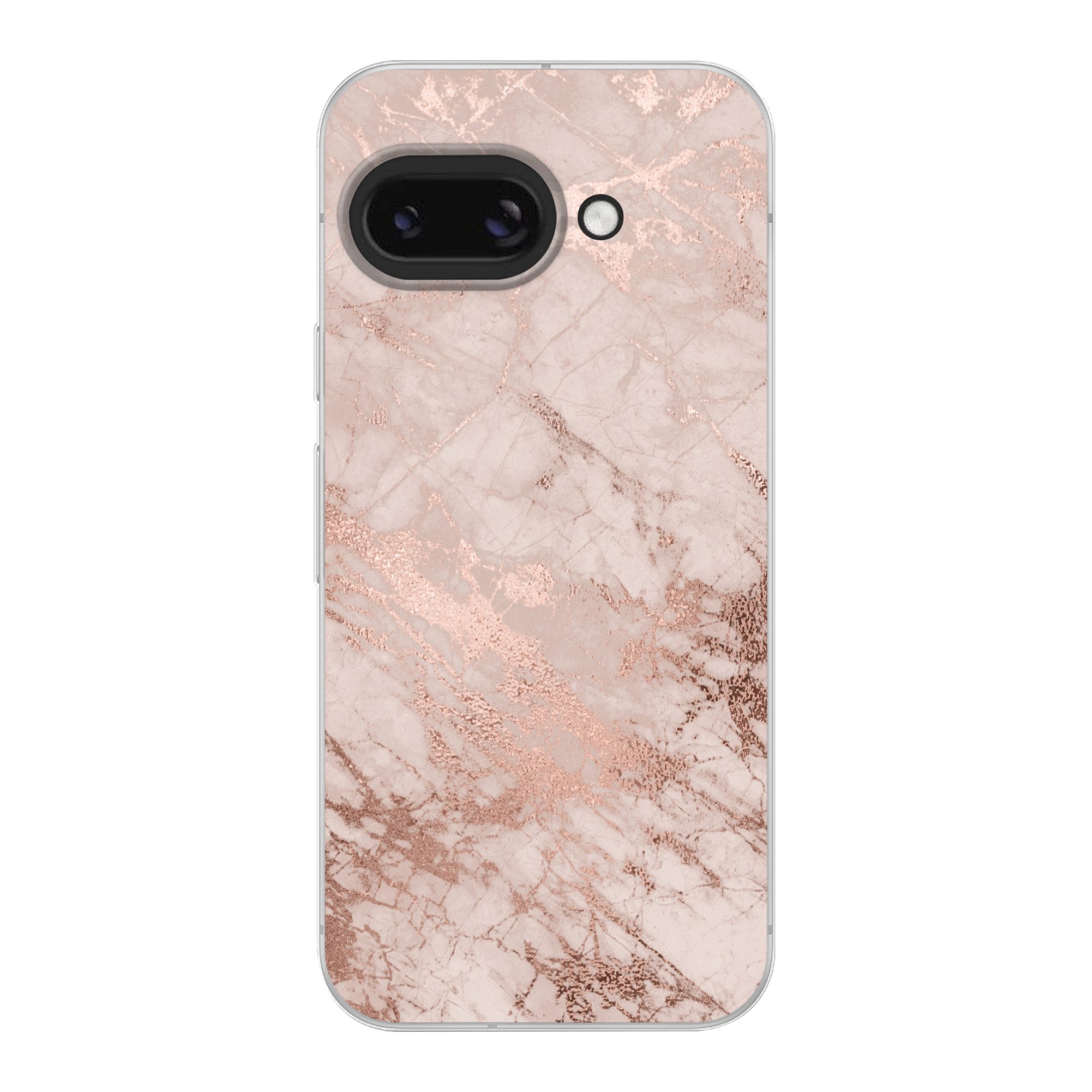 MuchoWow Handyhülle für Google Pixel 9A Marmor - Rosa - Luxus - Marmoroptik - Glitzer - De, Phone Case, Silikon, Schutzhülle Dünn