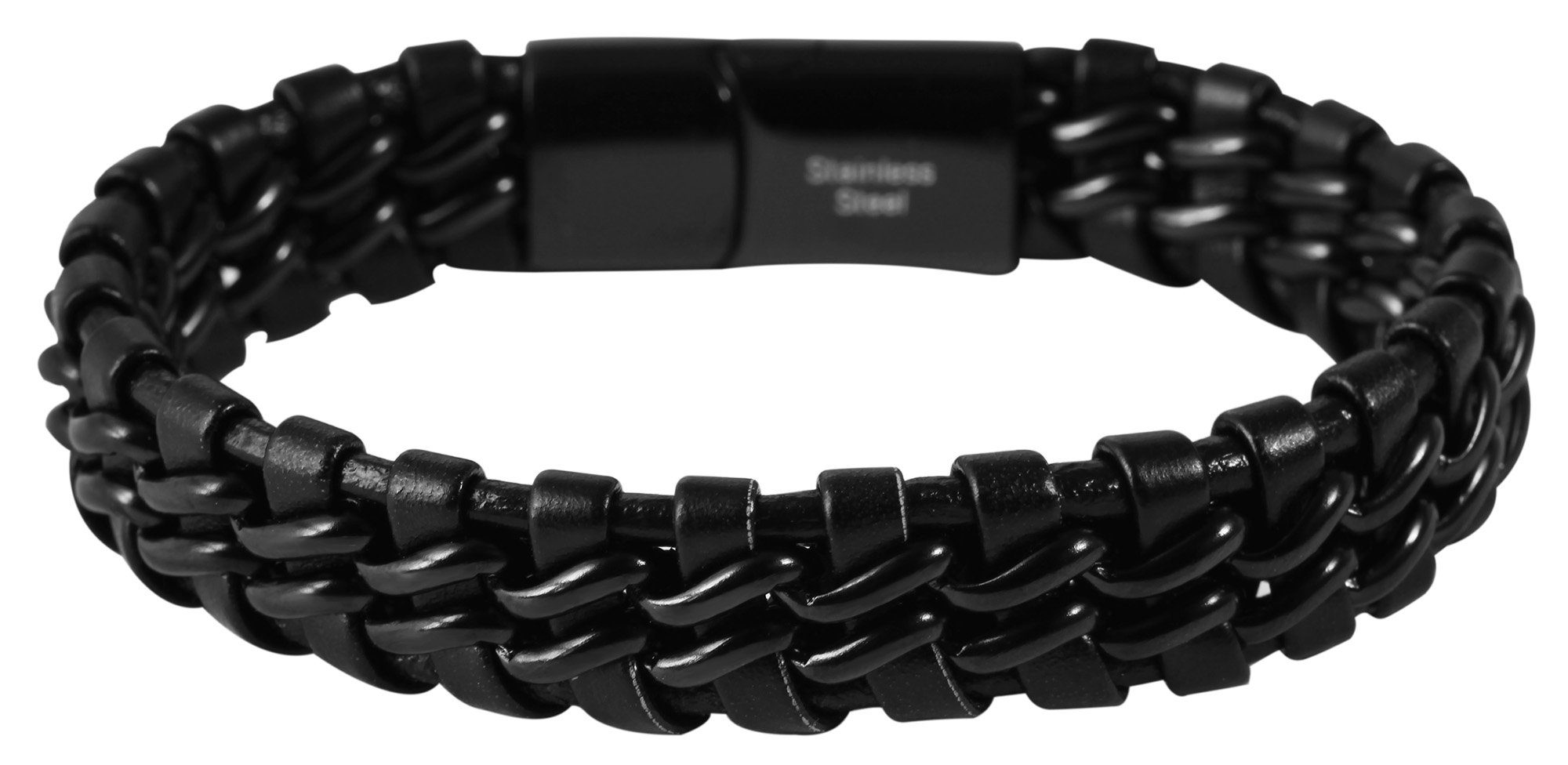 AKZENT Lederarmband Carter Armband aus Echtleder geflochten, Schwarz  (einzeln)