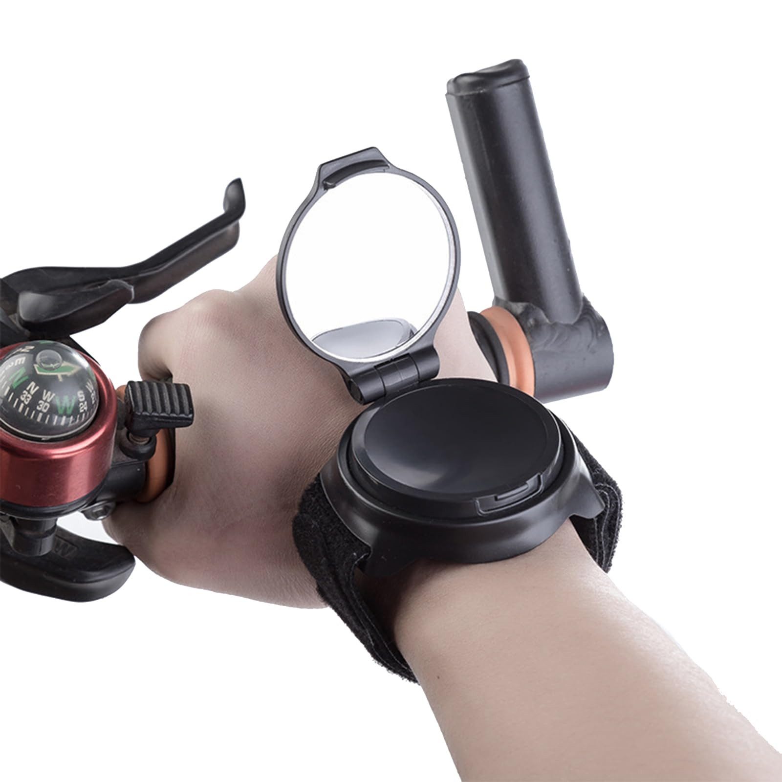 FOUORTUNATE-BEE Fahrradreflektor Fahrrad Rückspiegel Armband Weitwinkel 360° Drehbar Spiegel, Bike Spiegel Handgelenk Radfahren Outdoor Roller Motorrad Zubehör