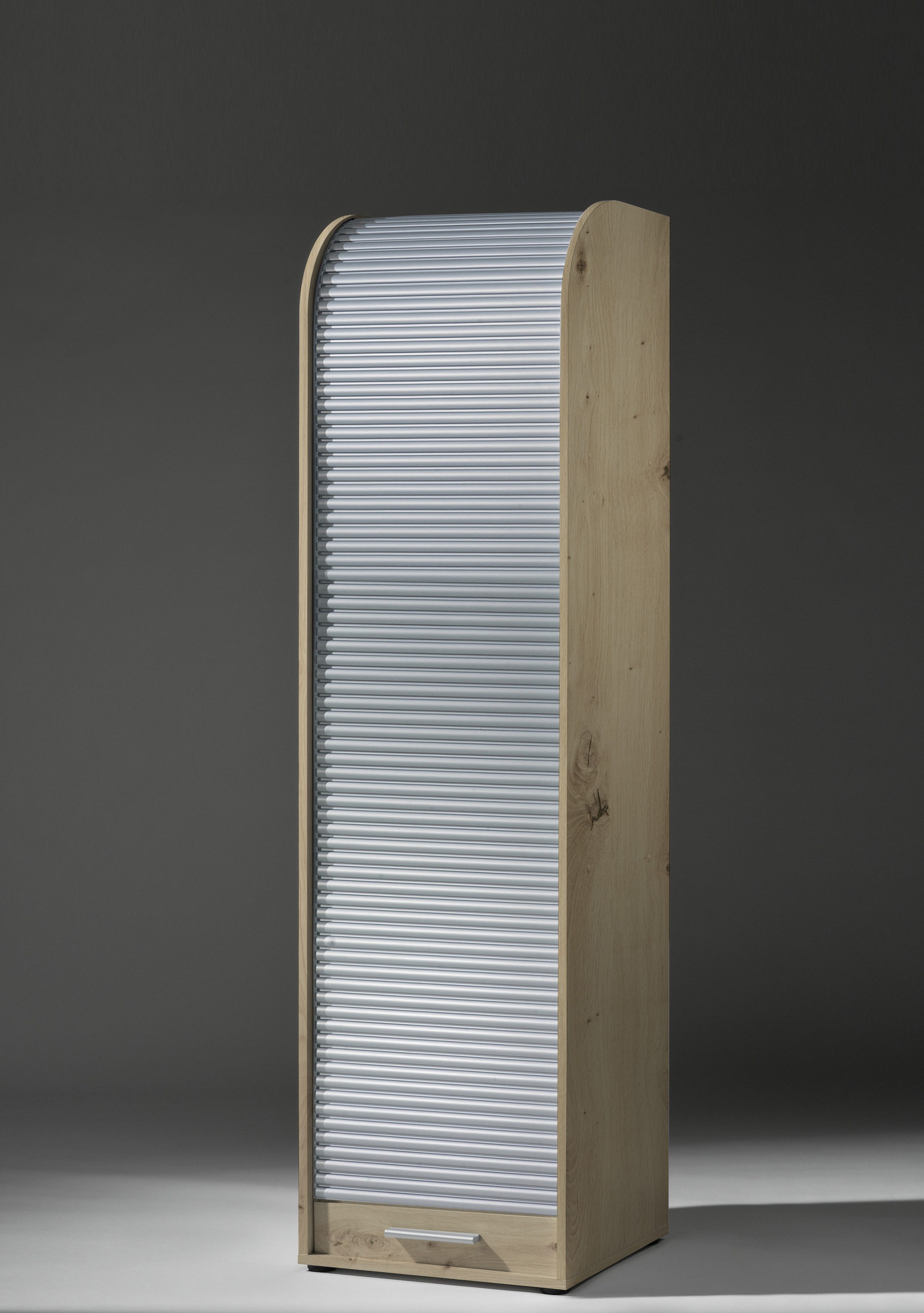 möbelando Jalousieschrank Jalousieschrank >Organizer< in Asteiche/Silber - günstig online kaufen