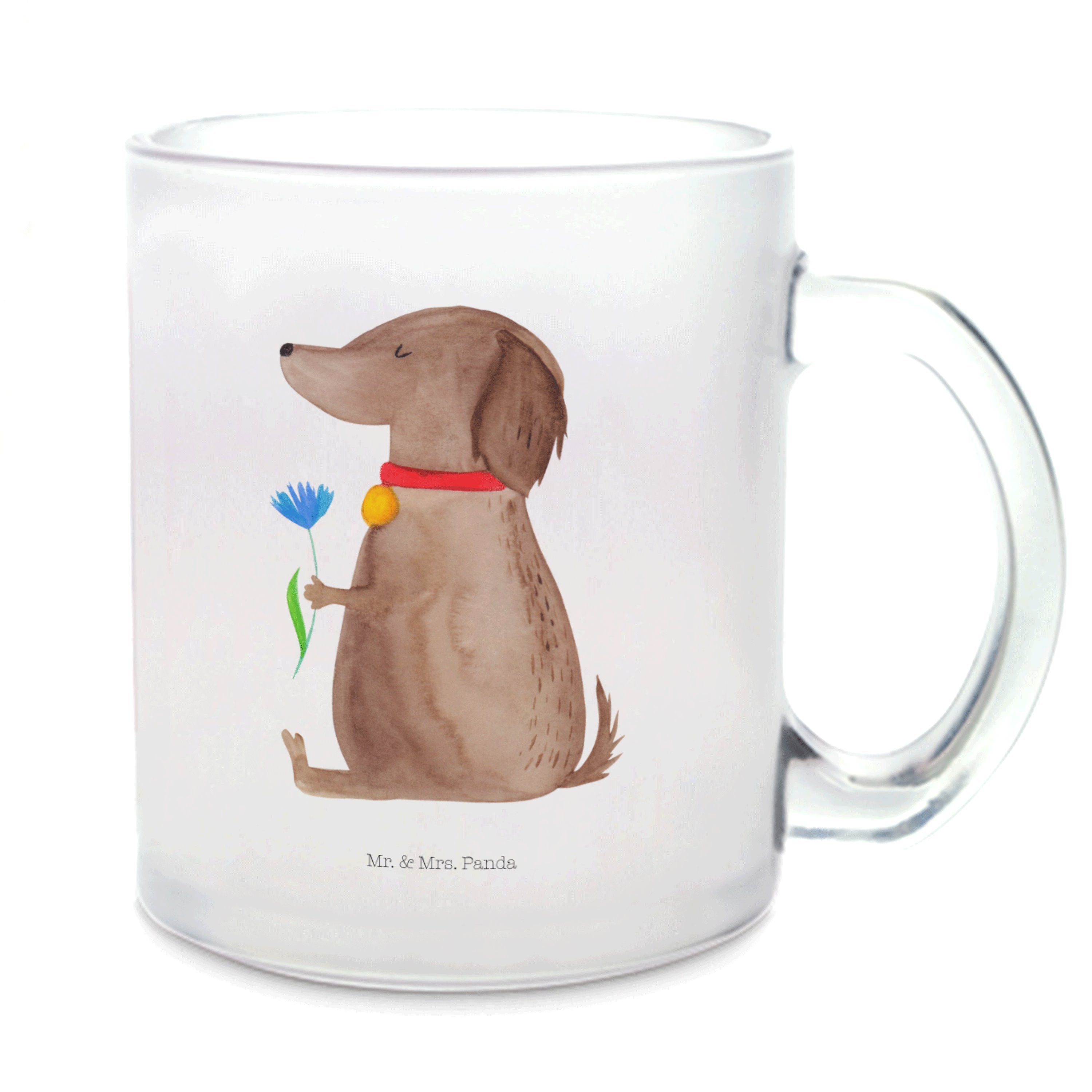 Mr. & Mrs. Panda Teeglas Hund Blume, Teetasse, Transparent, Teeglas, Hundebesitzer, Blume, gla, Premium Glas, glastasse Hundemama Glasbecher