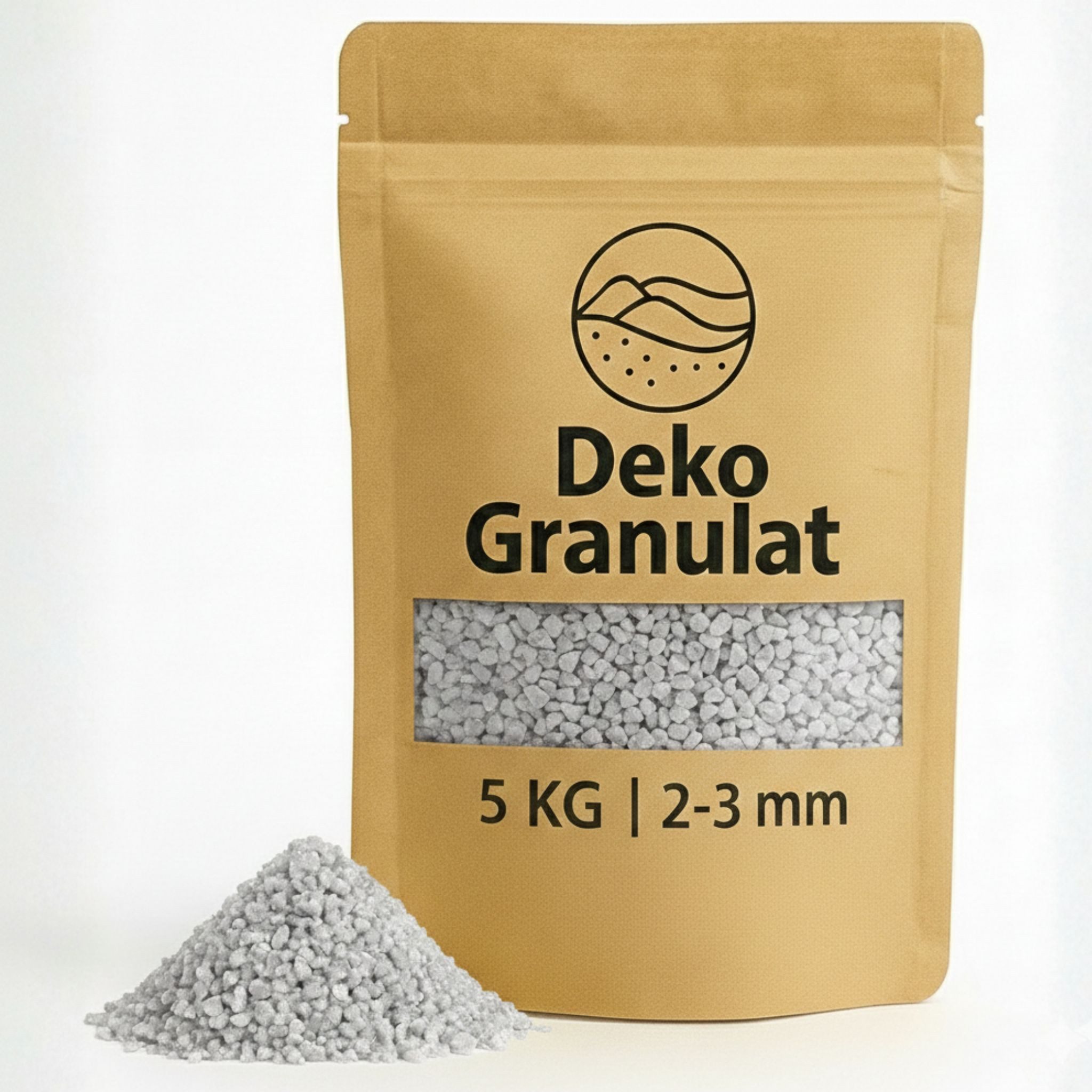 matches21 HOME & HOBBY Deko-Granulate Deko-Granulat 5 KG hellgrau Ø 2-3 mm Vasen Glas-Füllung Streudeko, (1 St), Kleine bunte Deko-Steine als Tischdeko Hochzeitsdeko