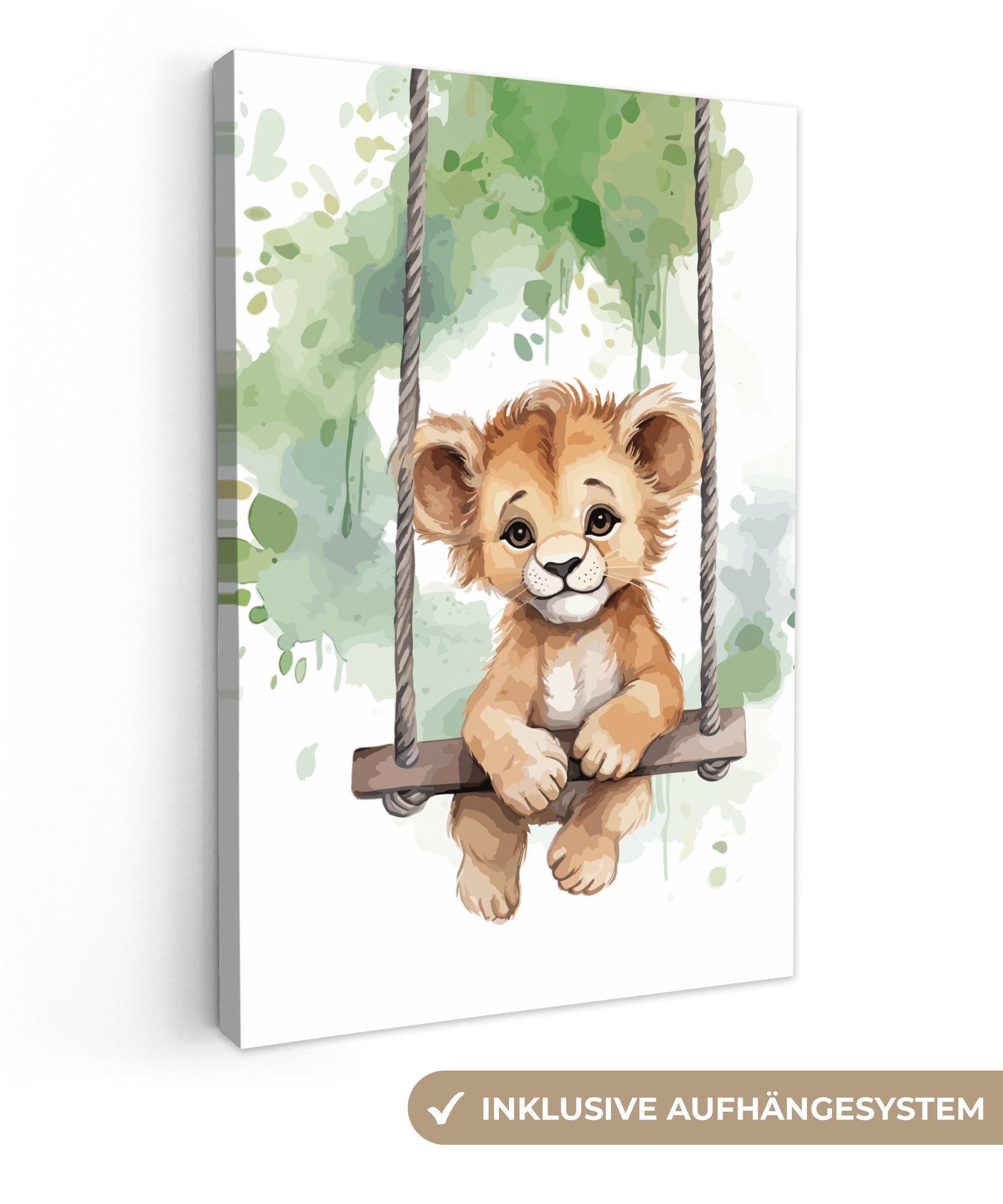 OneMillionCanvasses® Leinwandbild Löwe - Tier - Kinder - Dschungel, Fotodruck (1 St), Leinwand Canvas Wandbild, Wanddekoration 20x30 cm
