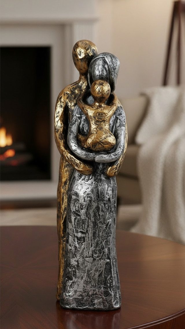 MF Dekofigur Dekofigur Familienharmonie Polyresin Gold Silber 23cm (1 St)