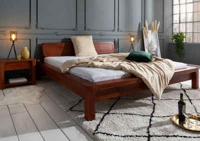 Massivmoebel24 Massivholzbett »BUENO« (180x200 Akazie, Bett aus Massivholz mit abgerundeten Kanten)
