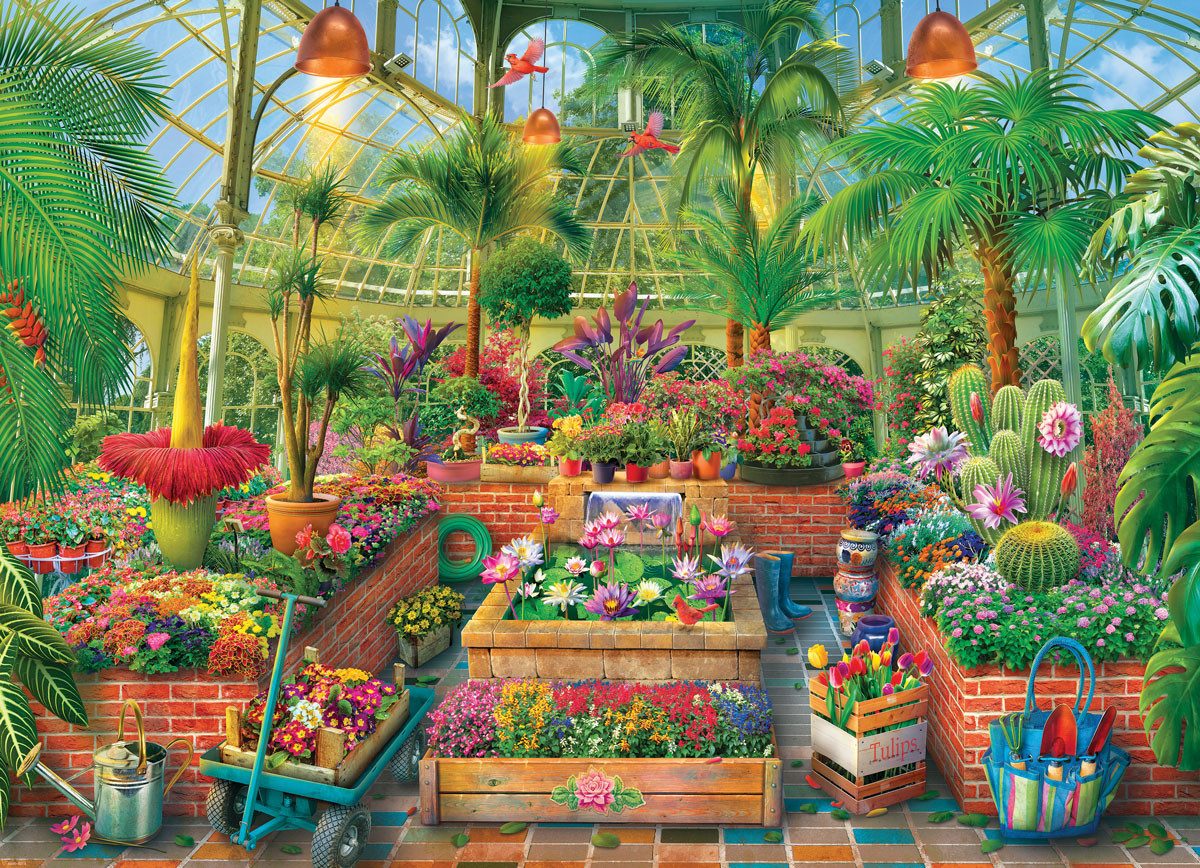 Puzzle 1000 Teile Puzzle - Gewächshausgarten, Puzzleteile