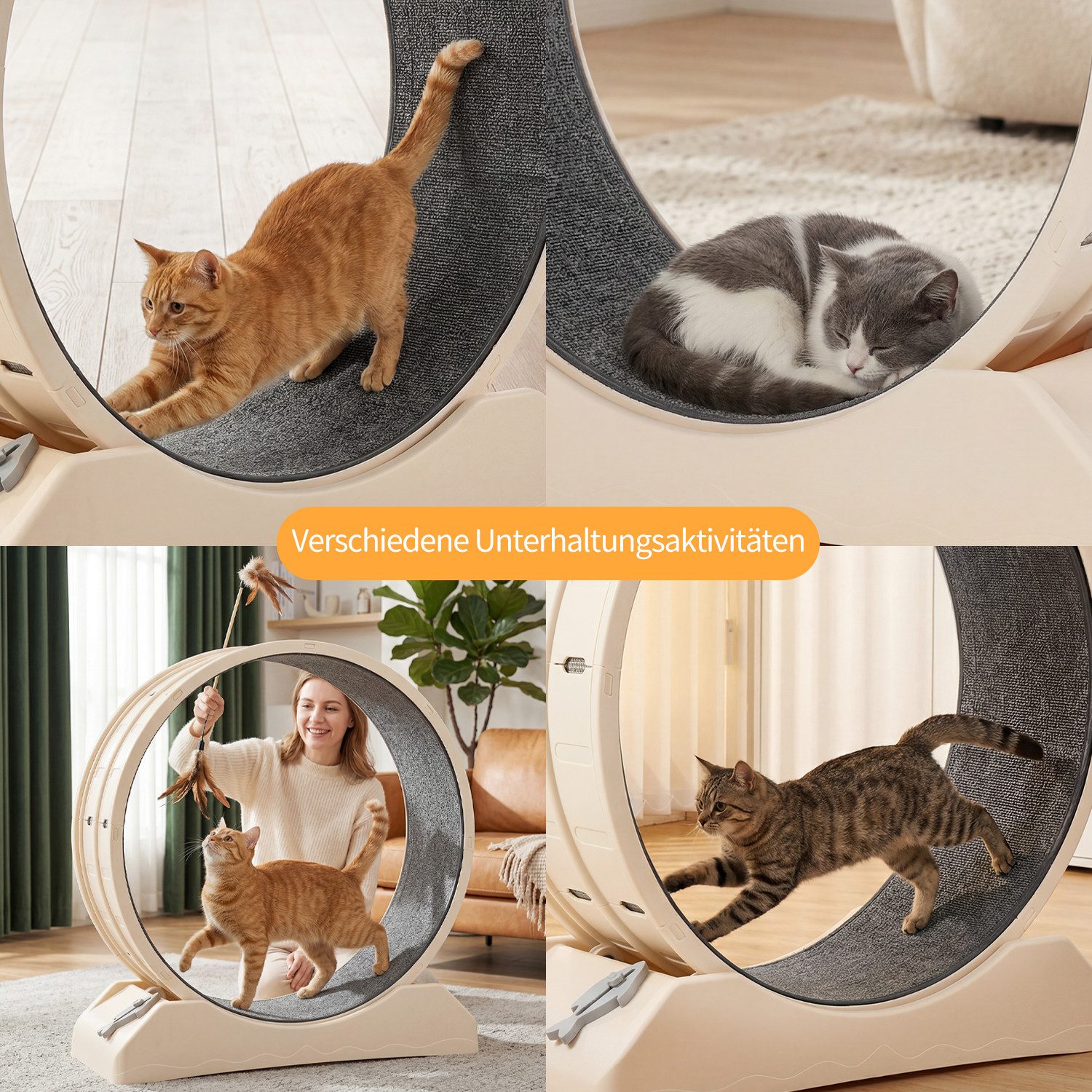 oyajia Tier-Aktivitätsspiel Tierlaufrad, Katzenlaufband, Laufband für Katzen, Zimmerläufer, PP-Kunststoff