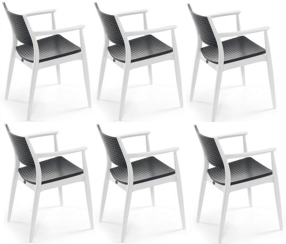 JVmoebel Gartenstuhl 6er Set Stühle mit Netzrückenlehne und weicher Sitzfläche (Stuhlset, 6 St), Made in Europa