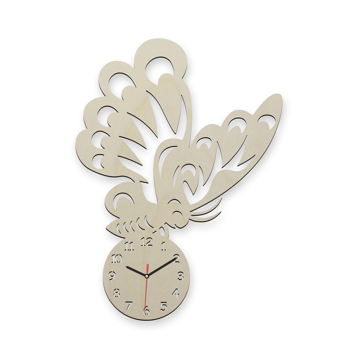 Namofactur Wanduhr Wanduhr Schmetterling Geschenk Schmetterlinge aus Holz I Kinderzimmer (Schmetterling)