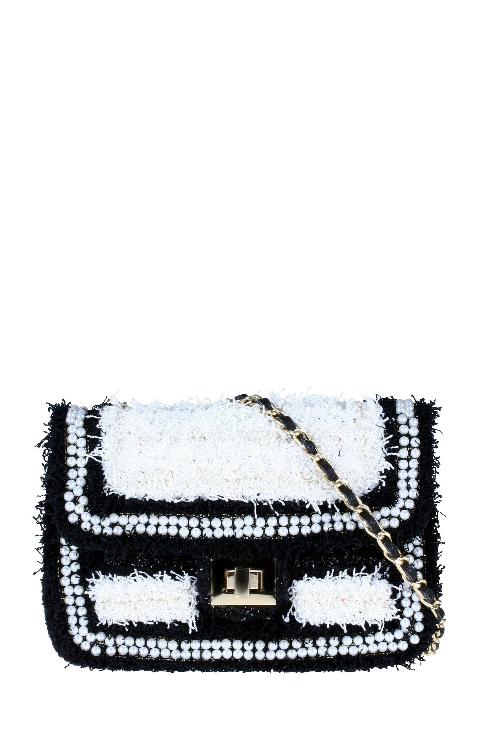 COLLEZIONE ALESSANDRO Umhängetasche Cocco, Abendtasche mit Perlen und feinen Fransen