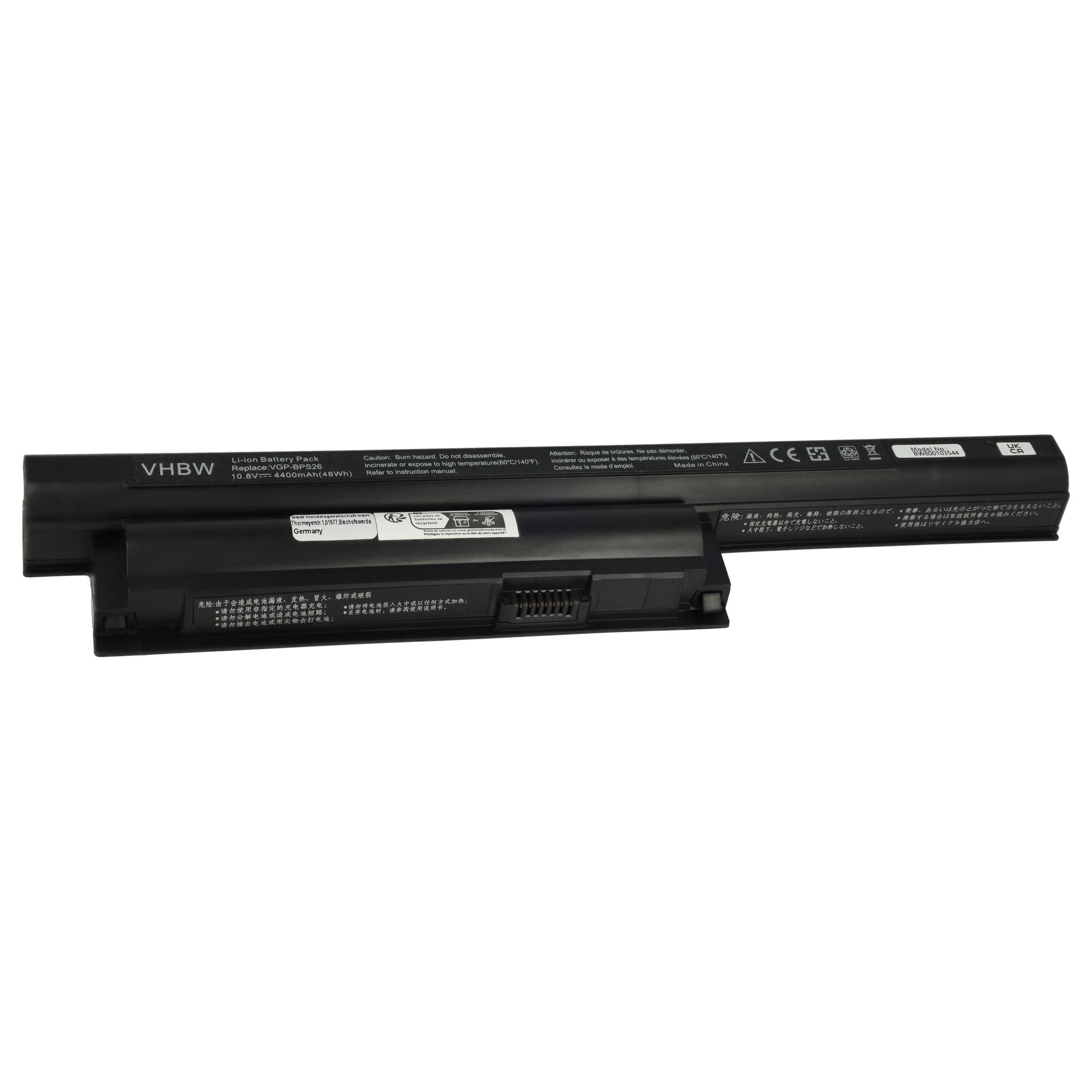 vhbw vhbw Akku kompatibel mit Sony Vaio SVE1711C5E, SVE1711F1EW, SVE1711G1E Laptop-Akku Akku Li-Ion 4400 mAh (10,8 V, 1 St), Leistungsfähiger Austausch-Akku für Notebook, Wiederaufladbar, Jede